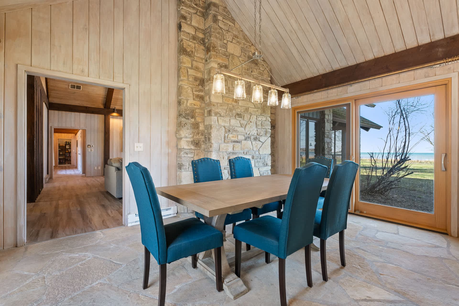 Dining area has views of the lake