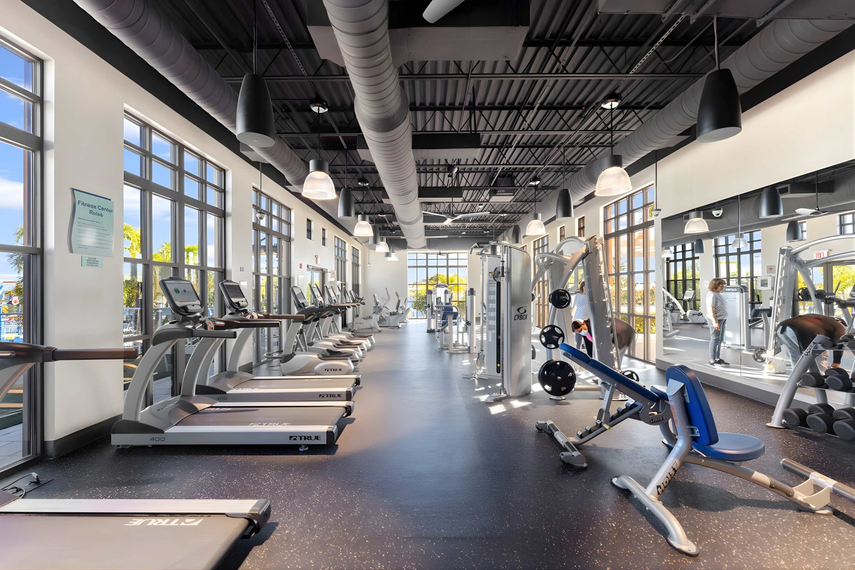 Work out in Solara Resort’s large clubhouse fitness center with a fully equipped gym