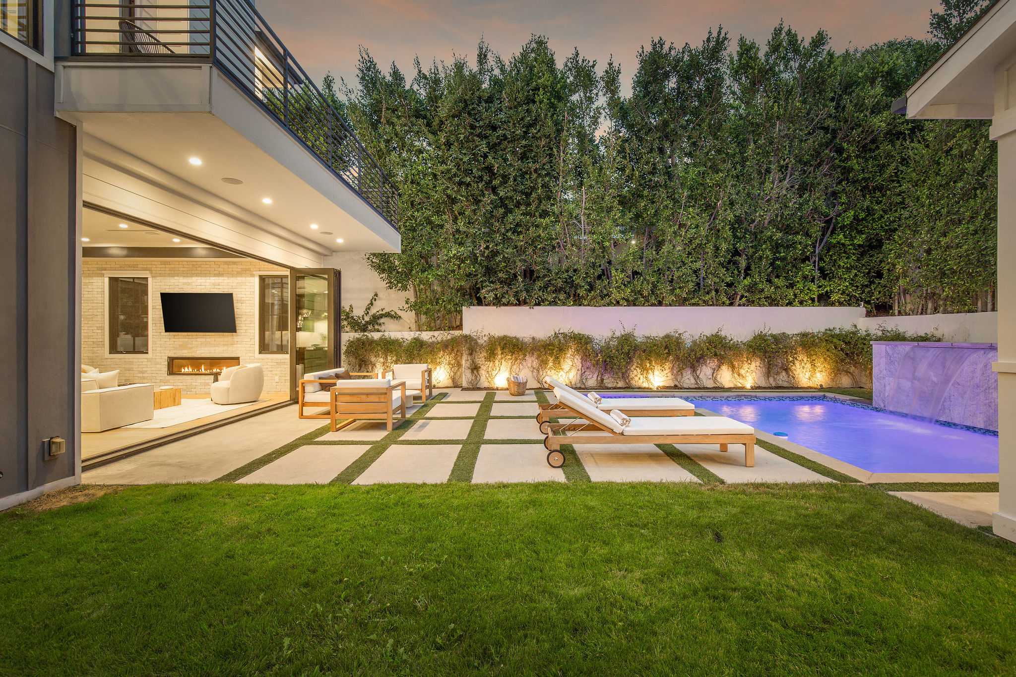 Rare outdoor scale in West Hollywood, offering lawn space, lounge zones, and total privacy