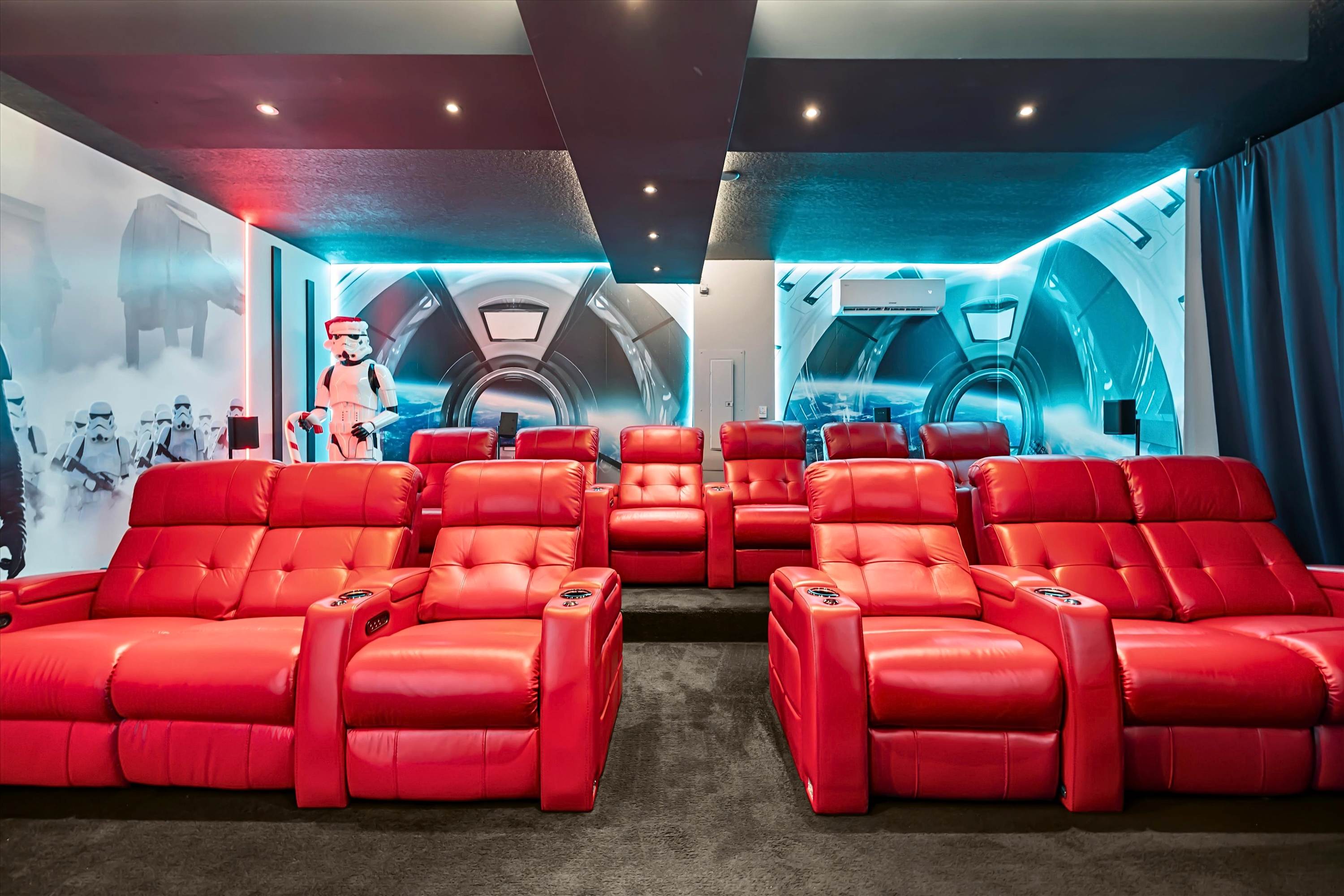 Home theater area designed for group entertainment and shared movie experiences