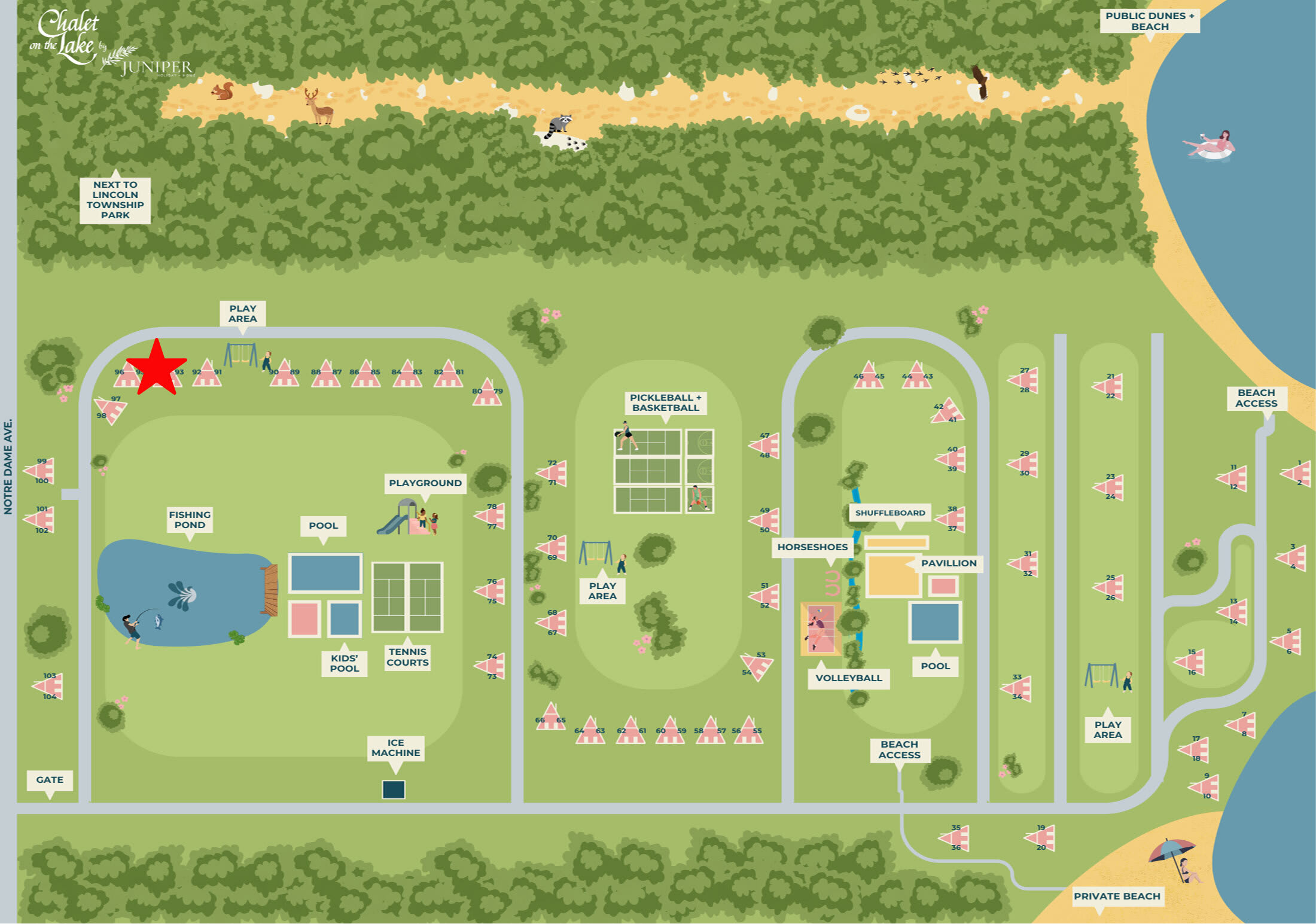 Chalet #94's location is indicated by the red star on the map.