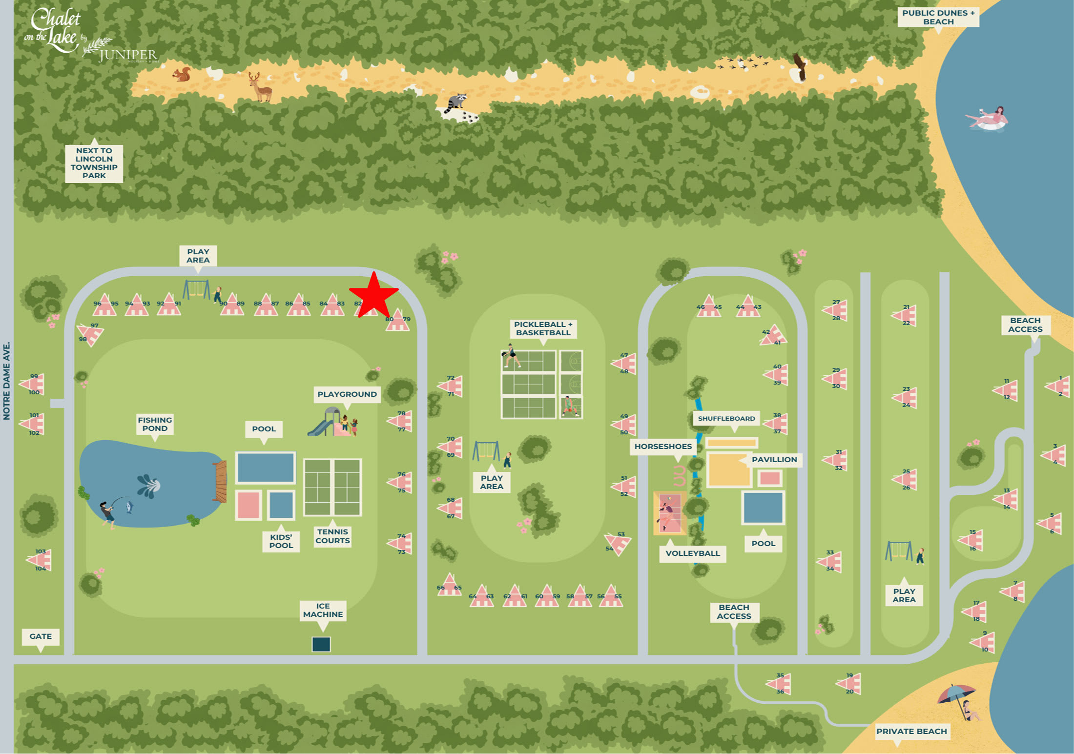 Chalet #81's location is indicated by the red star on the map.