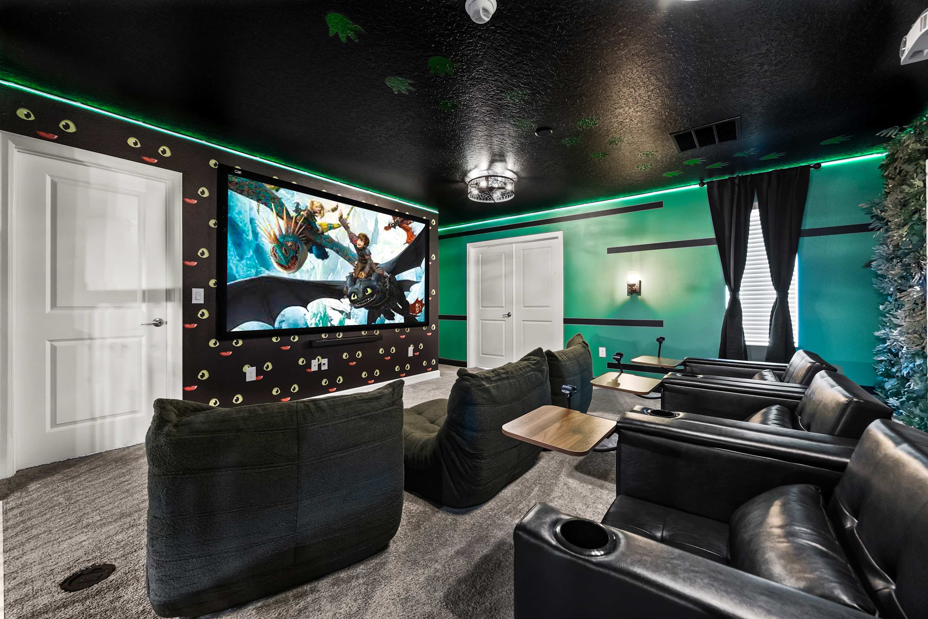 Cozy entertainment lounge with comfortable seating and TV, ideal for relaxing evenings.