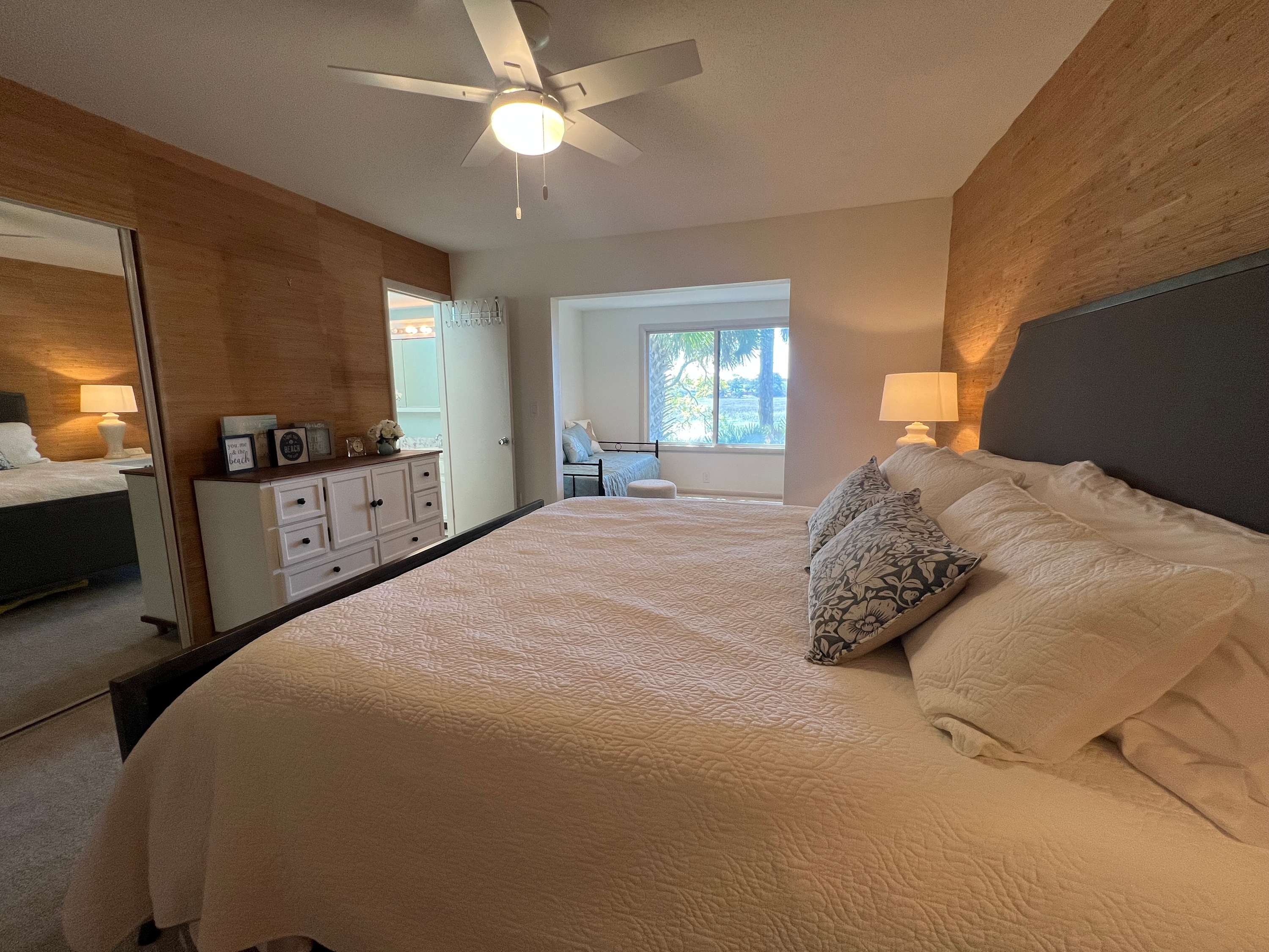 Primary Bedroom with King Bed & Marsh Views