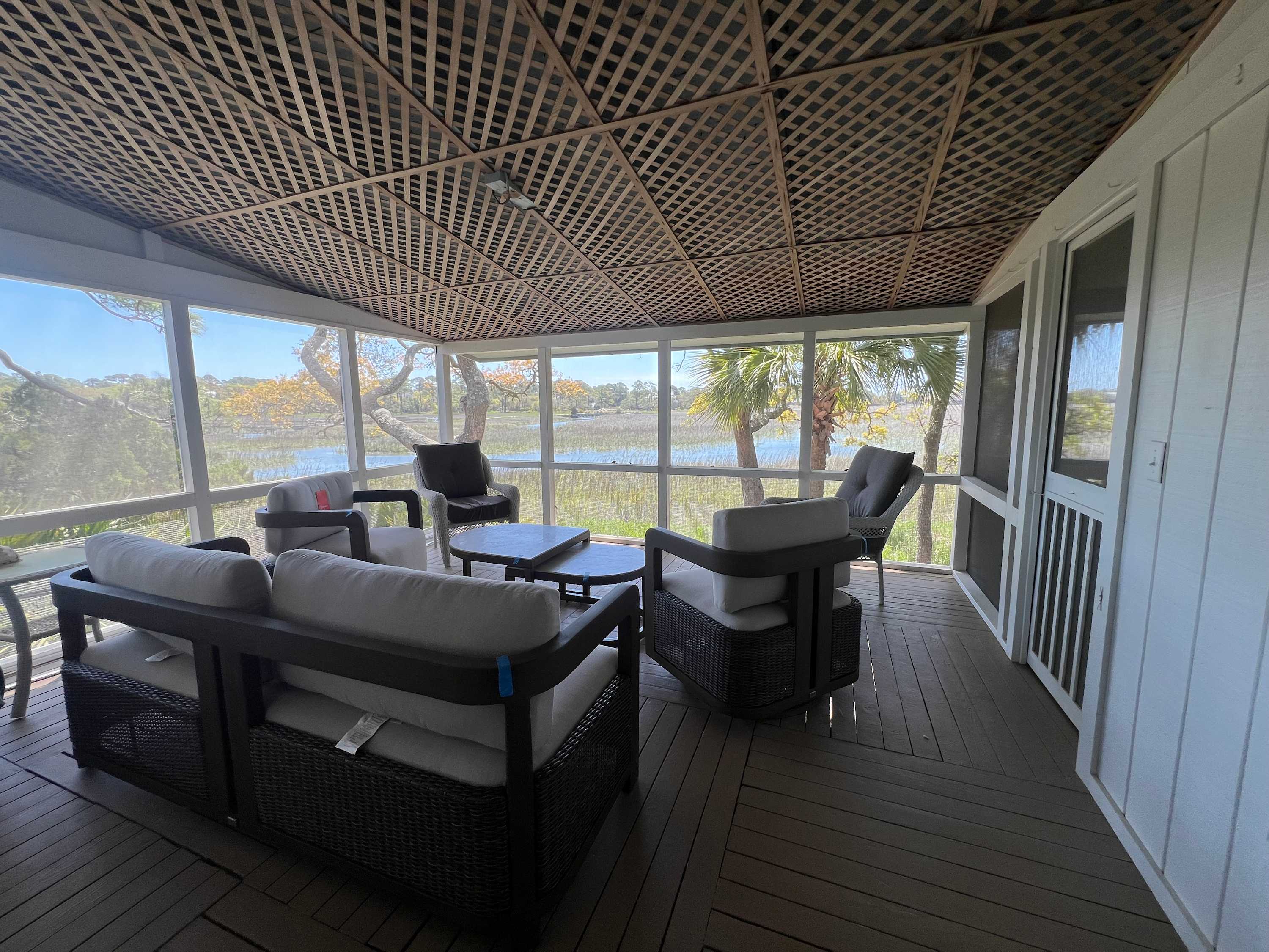 Back Porch with Screened in Seating