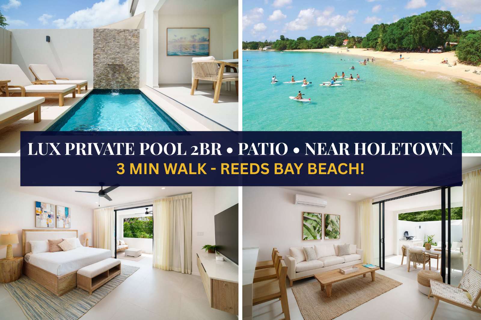 New Luxury 2BR Home with Private Pool & Bath Tub! Just a 3-Min Walk to the Turquoise waters of Reeds Bay Beach!