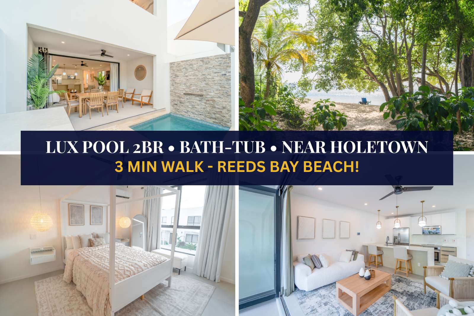 New Luxury 2BR Home with Private Pool & Bath Tub! Just a 3-Min Walk to the Turquoise waters of Reeds Bay Beach!