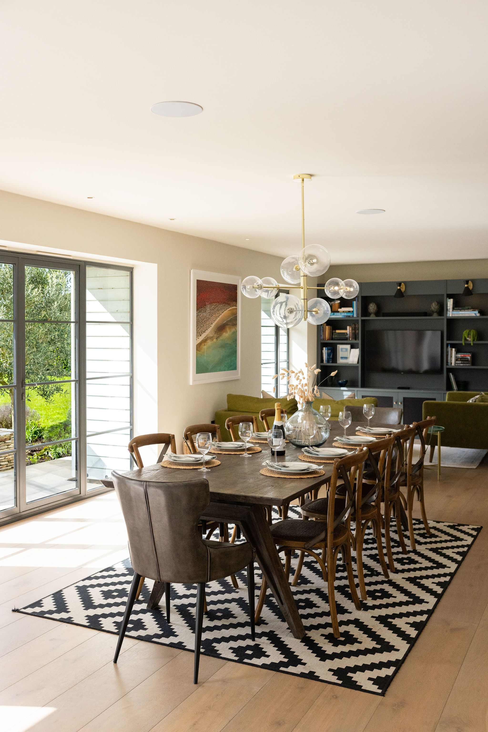 Large dining table perfect for gathering the group and enjoying memorable meals together.