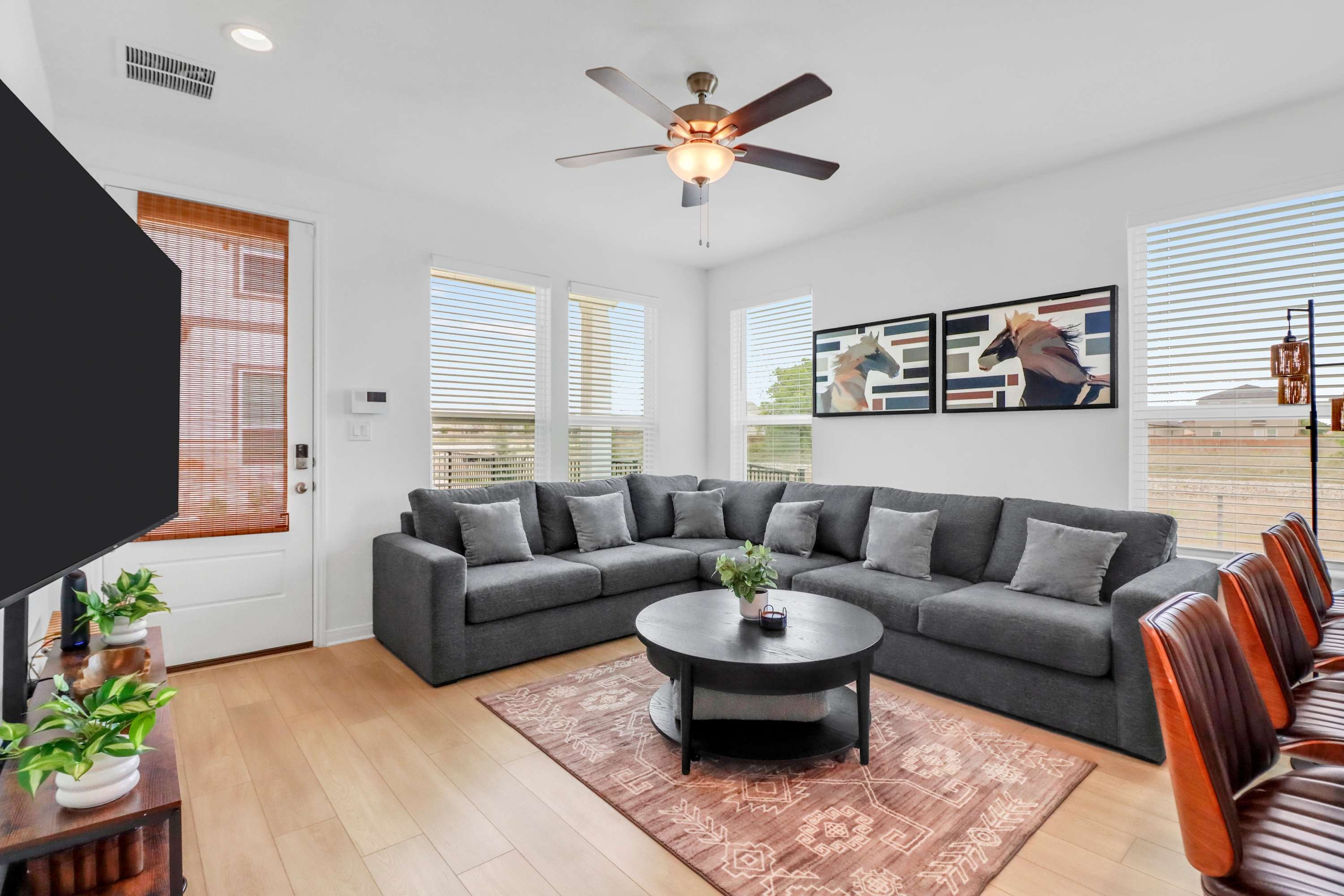 Curl up in the inviting living room & stream your favorites on the smart TV​