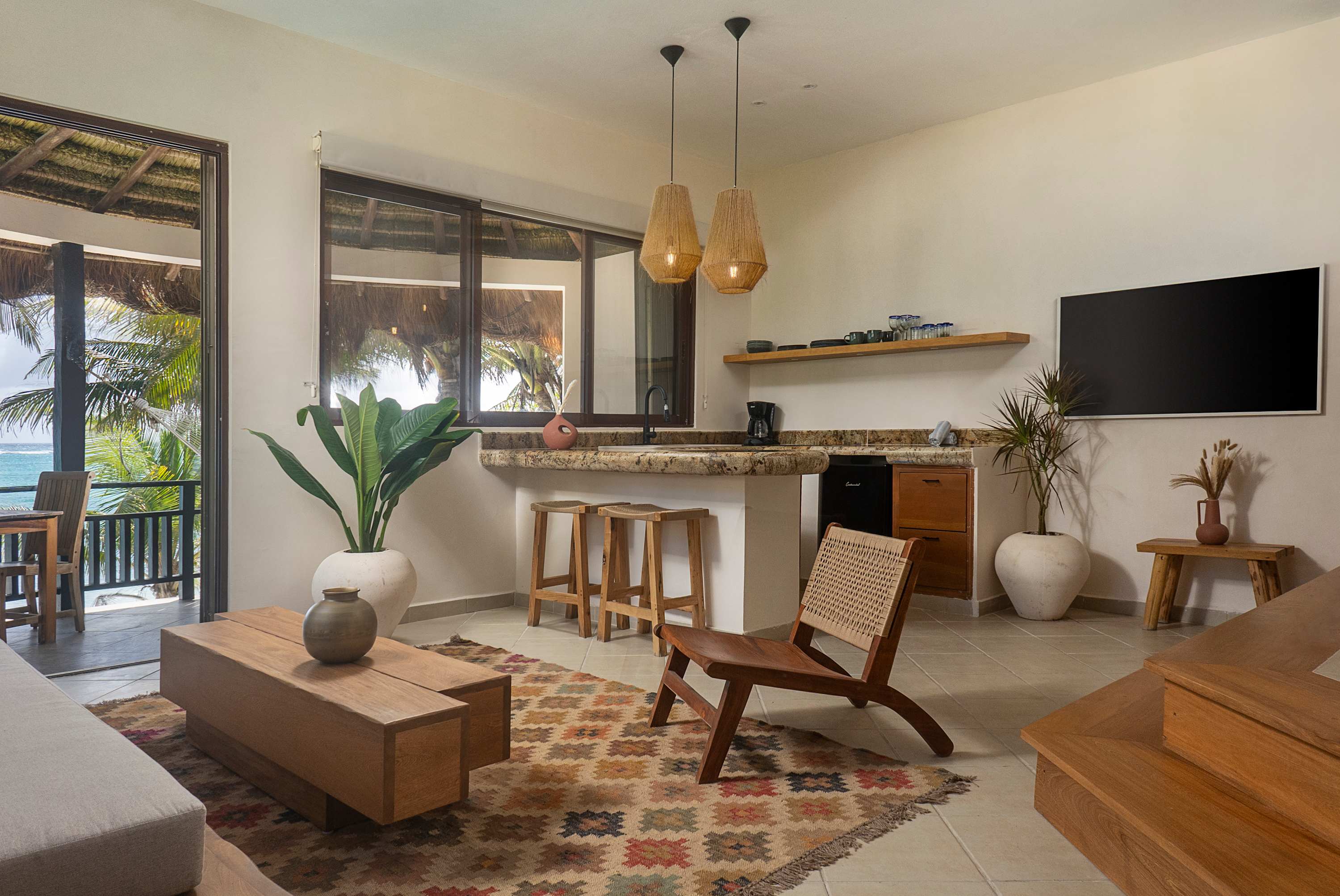 leaving room space with an ocean view