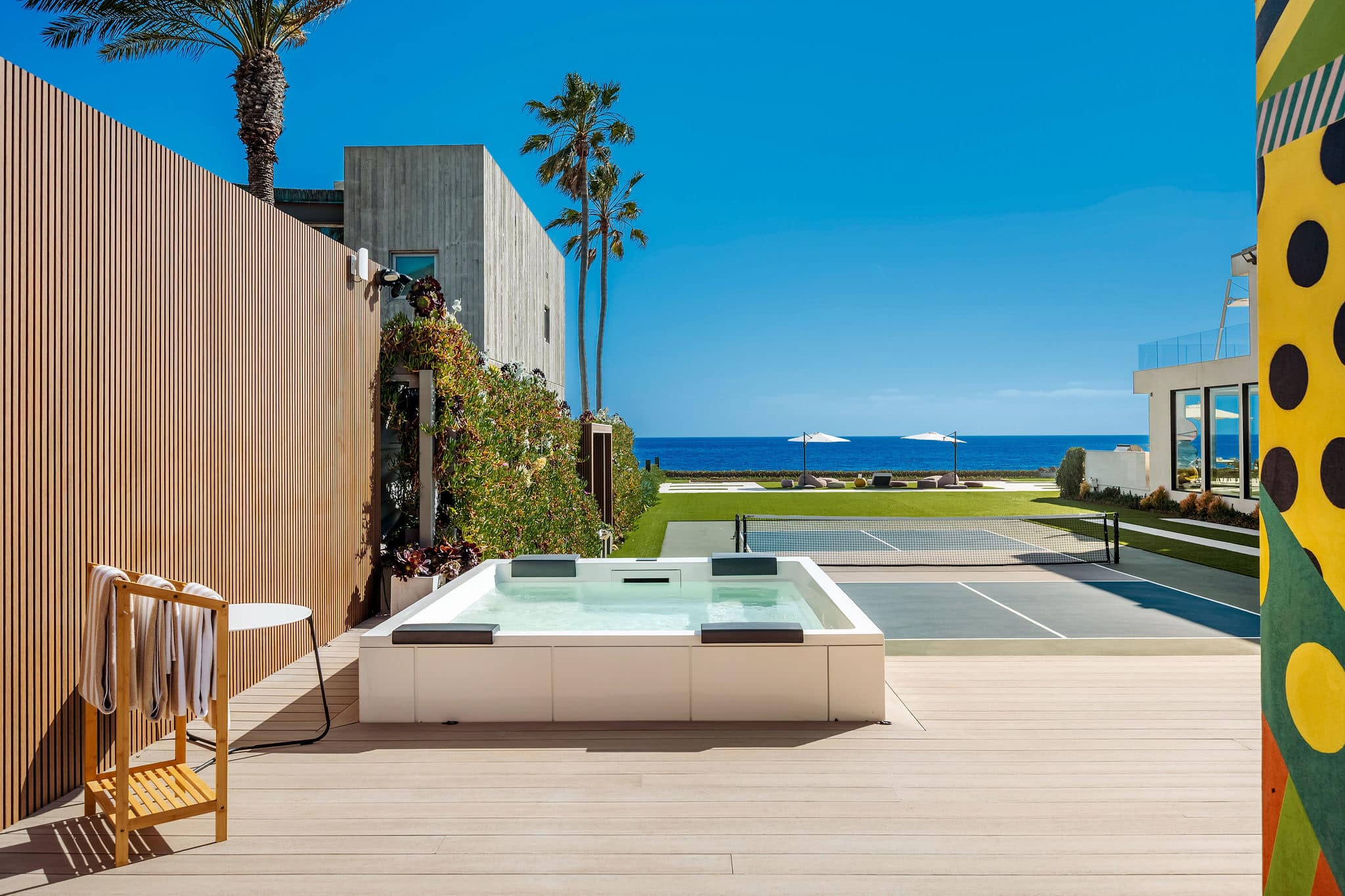 Step into the spa with the sport court and oceanfront lined up just ahead.