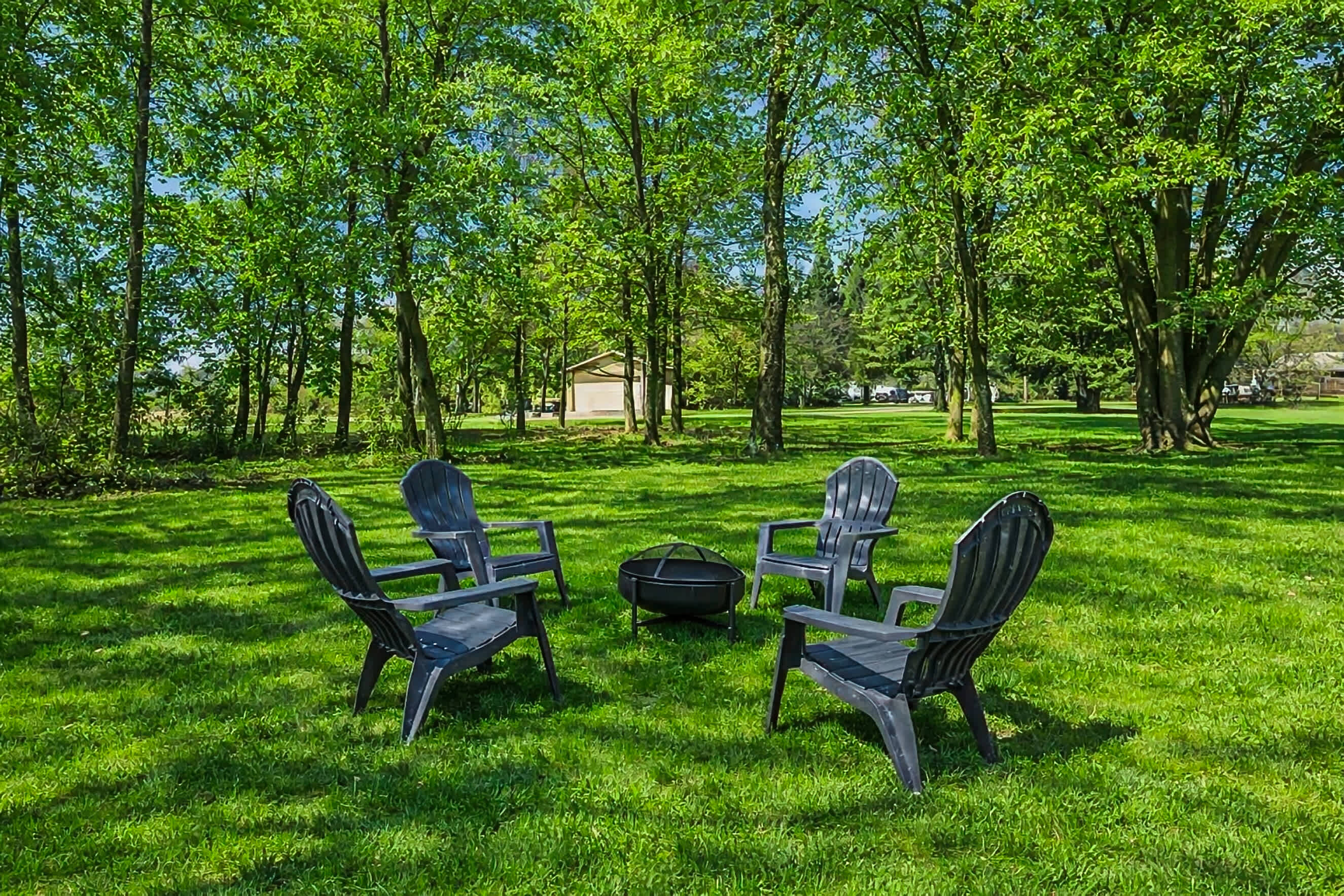 Outdoor Firepit with Adirondack Seating | Perfect for Crisp Evenings Outdoors