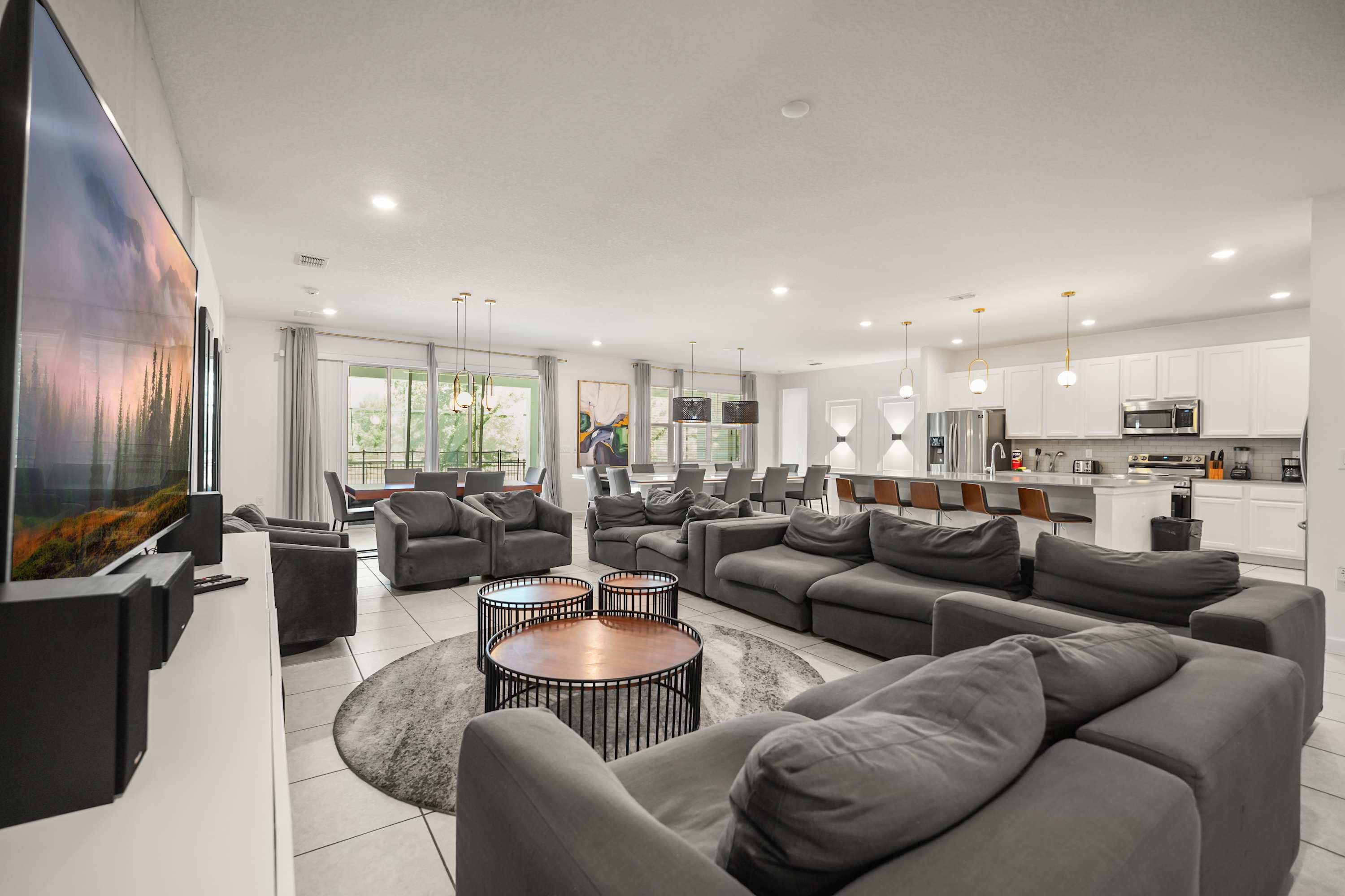 Experience luxury and comfort in this expansive living area with modern amenities, perfect for entertaining large groups.