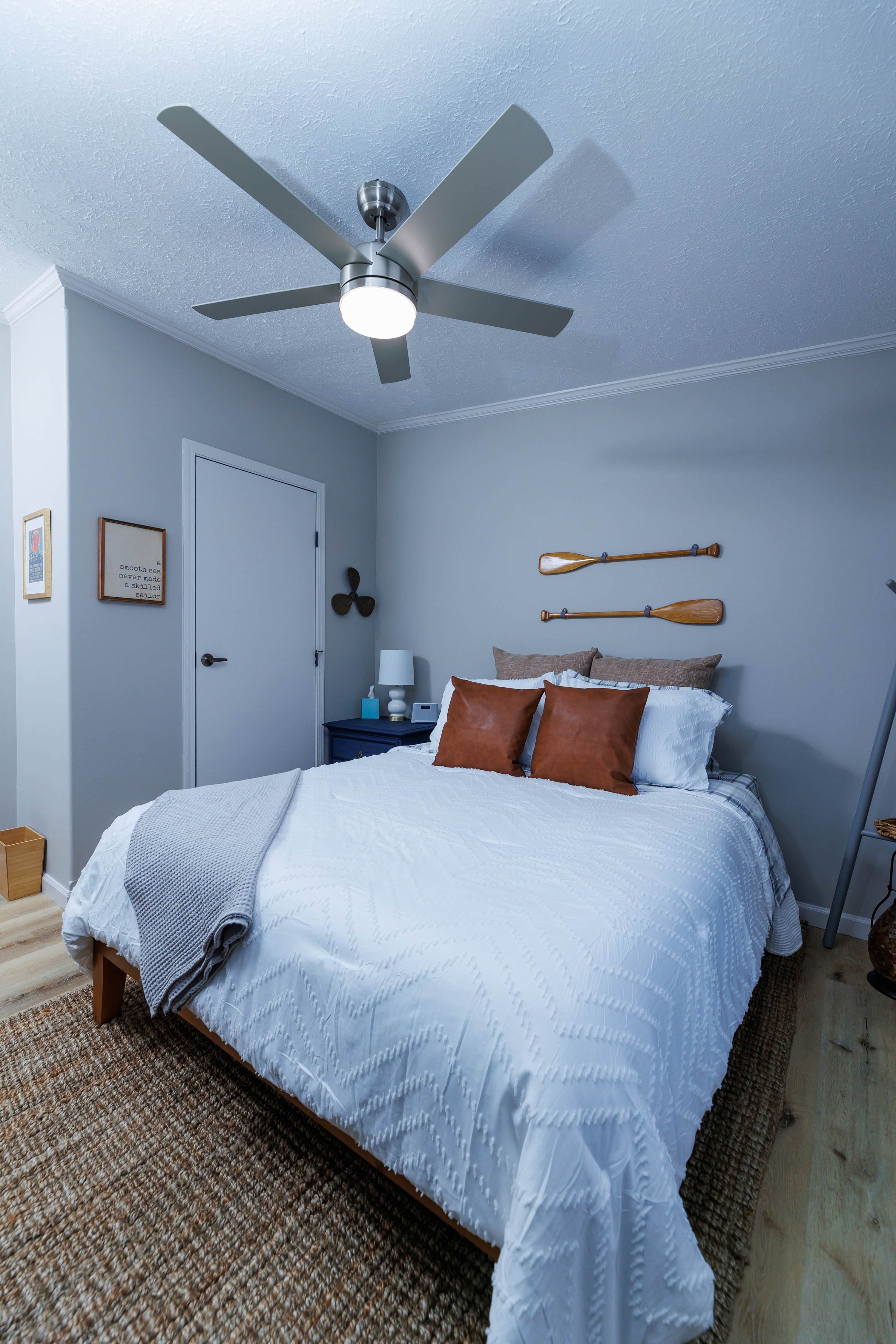 Queen Bed and Ceiling Fan. Thoughtfully designed