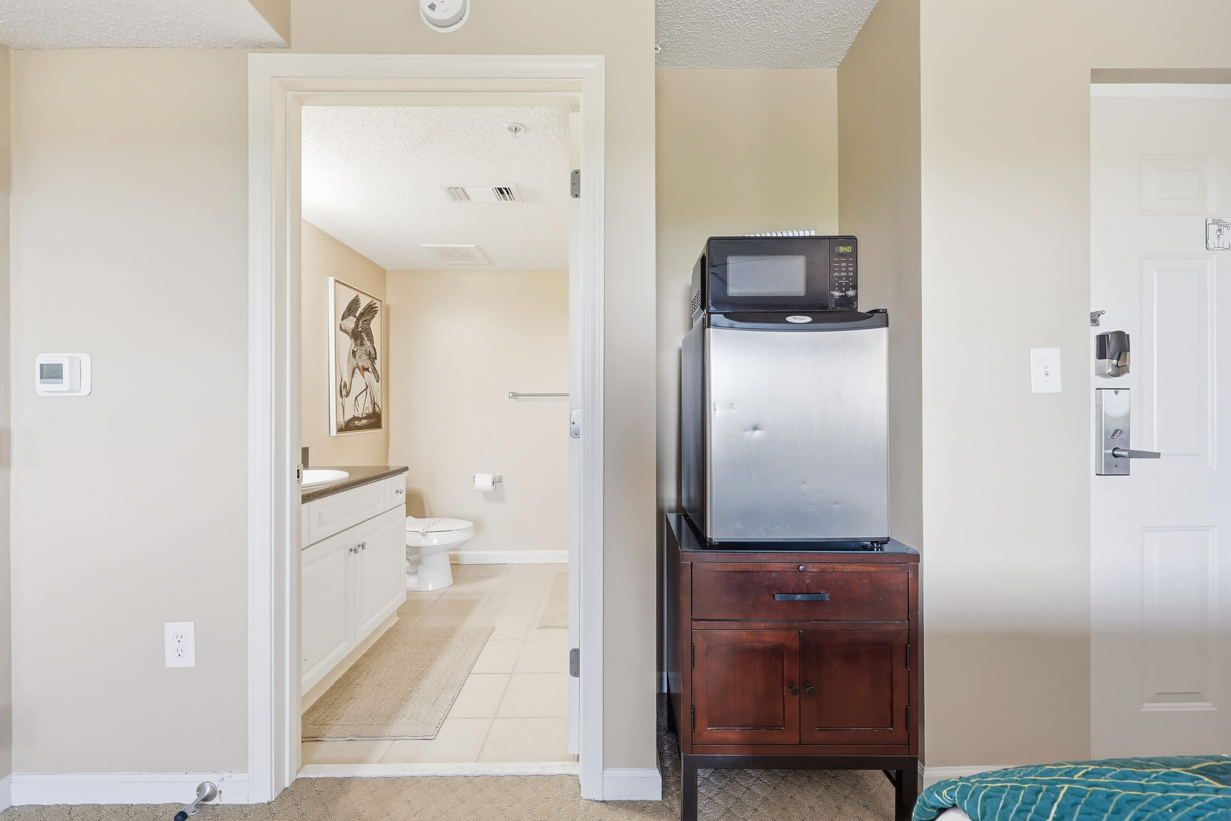 Keurig, Mini Fridge, Microwave, and Ice Bucket 