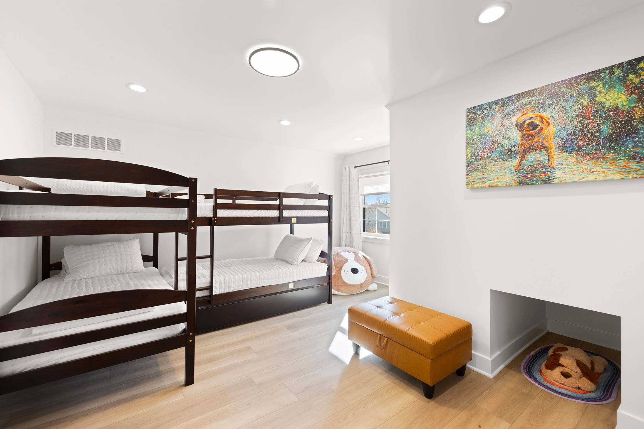 Light filled bunk room where little travelers feel right at home.