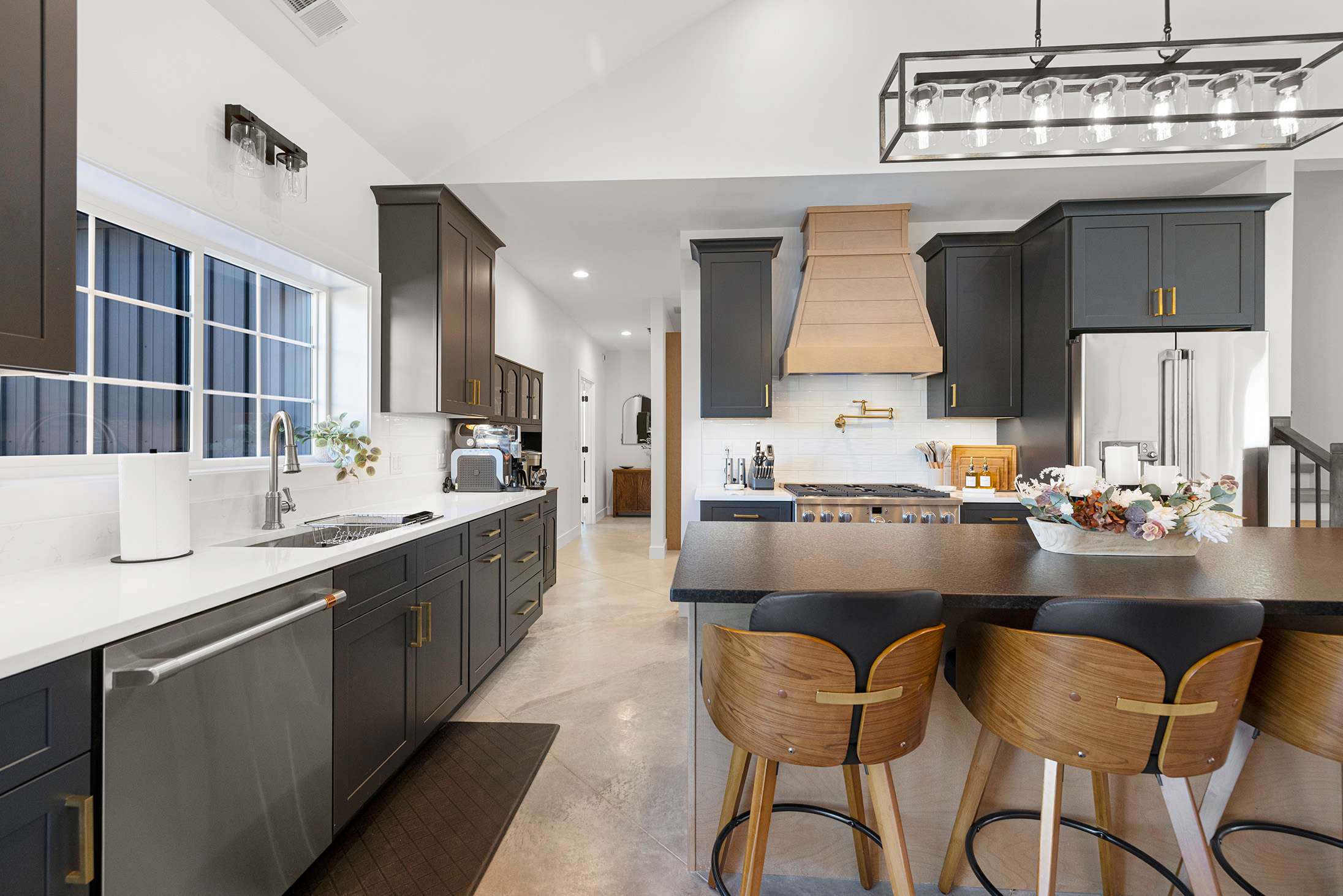 A warm modern kitchen that brings everyone together around the island.