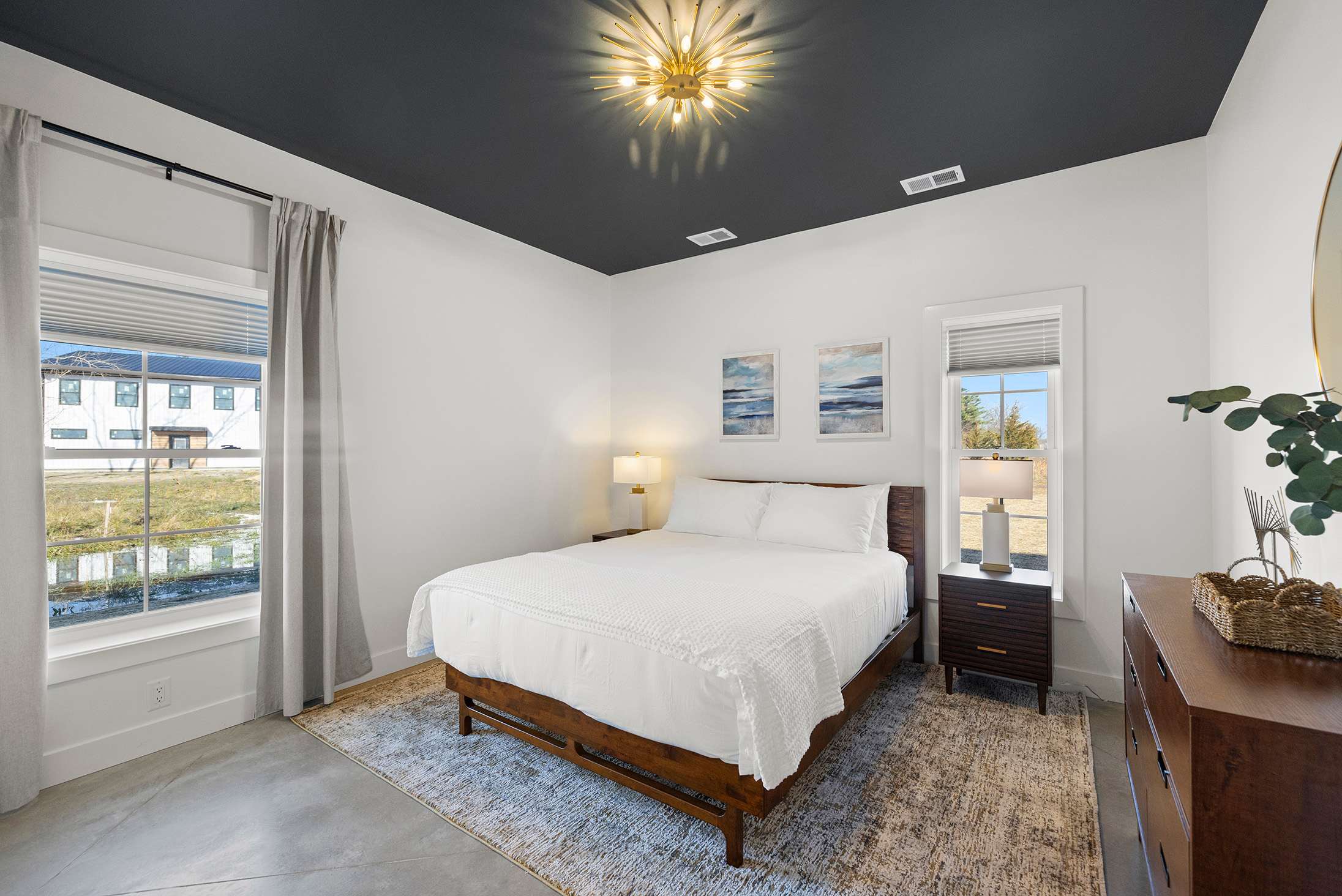 Bedroom 1 is on the lower level and has a queen-size bed.