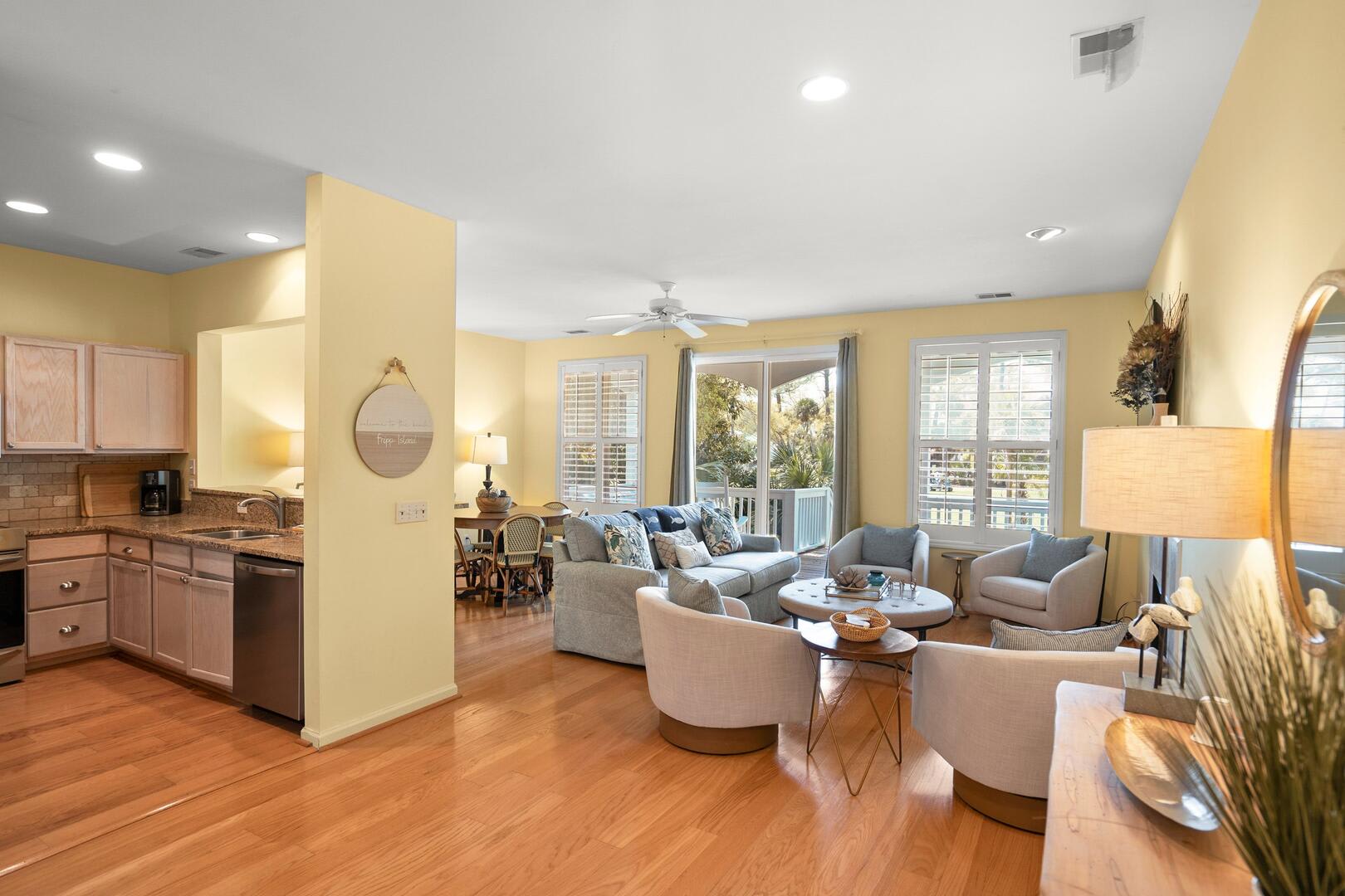 Living Room, Kitchen and Dining Room