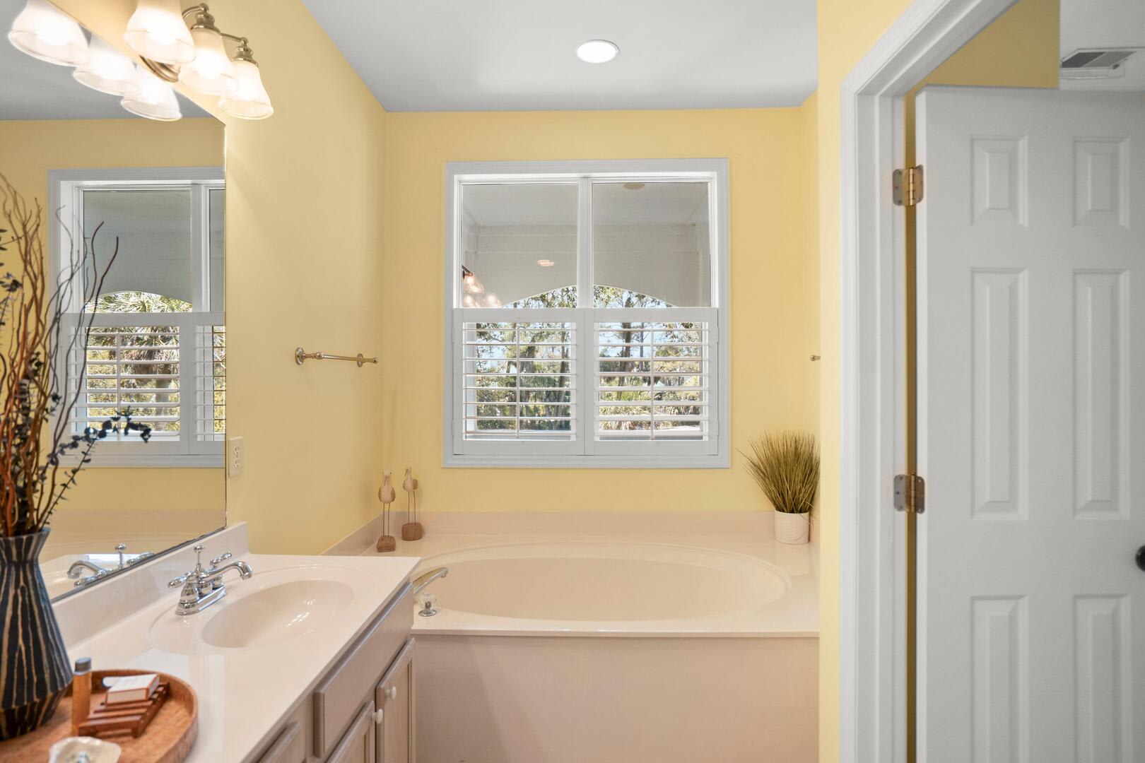 Primary En Suite Bathroom with Shower and Soaking Tub
