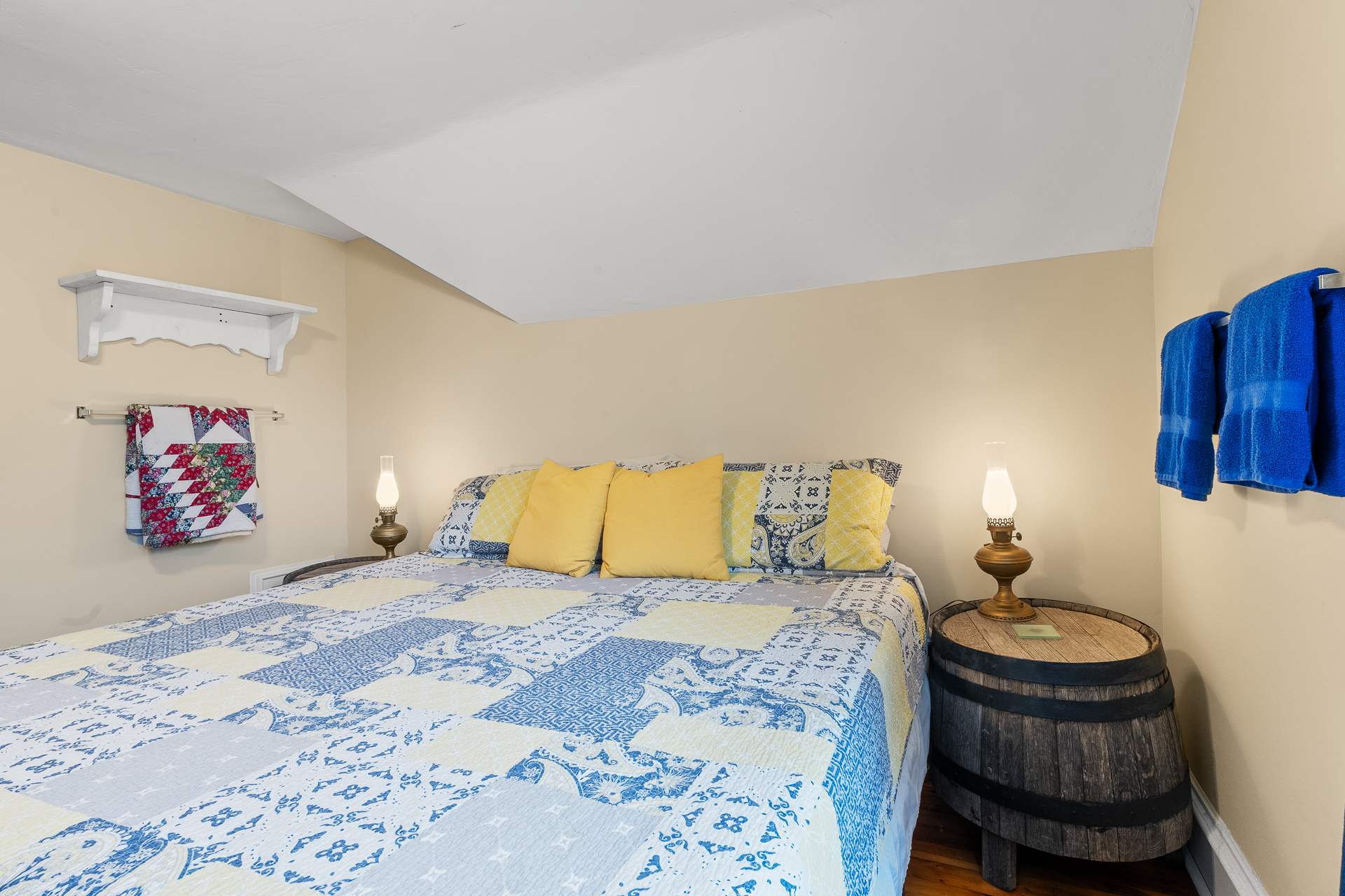 Bedroom 1: King size bed and fan