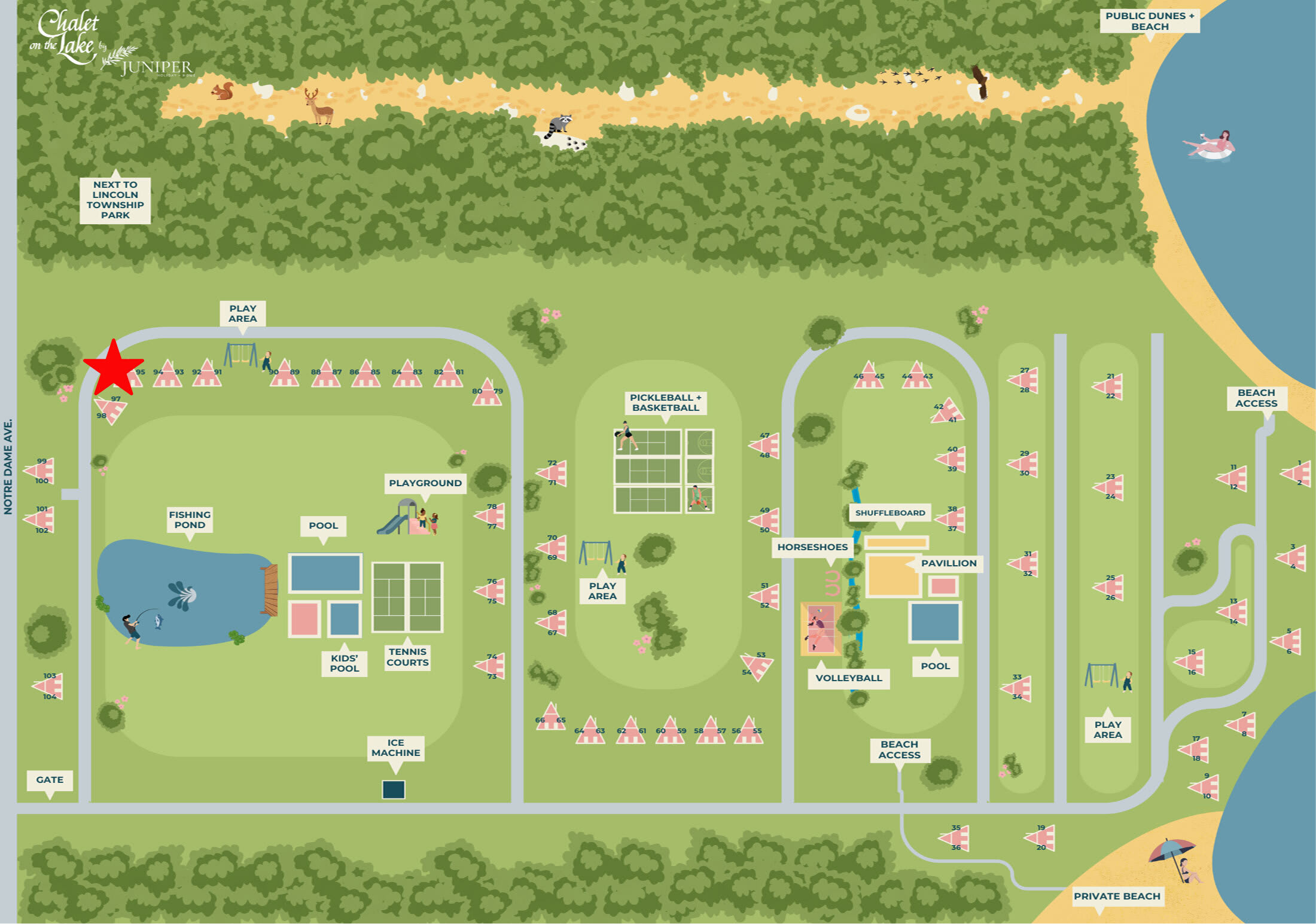 
Chalet #96's location is indicated by the red star on the map.