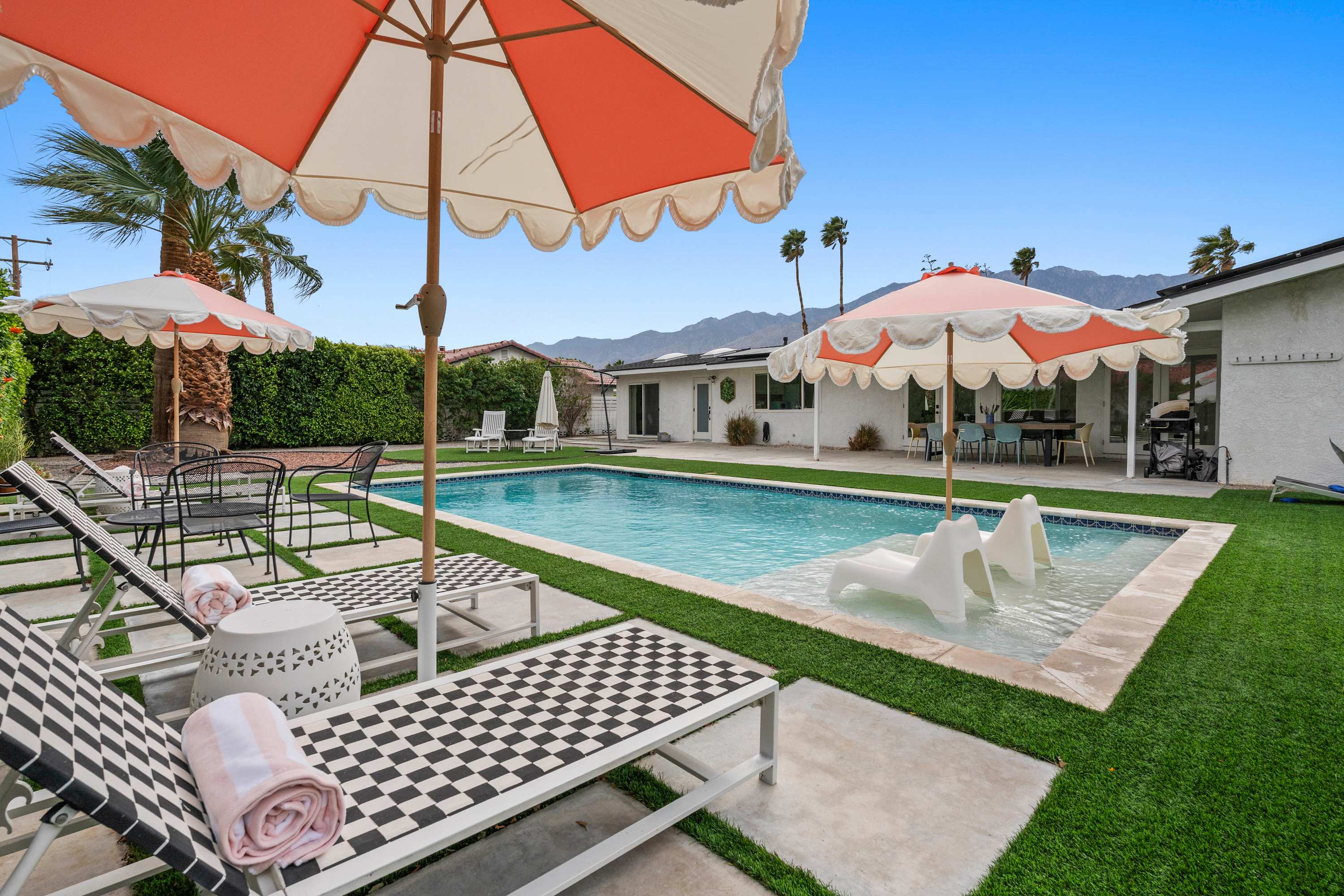 Desert luxury, framed by the mountains