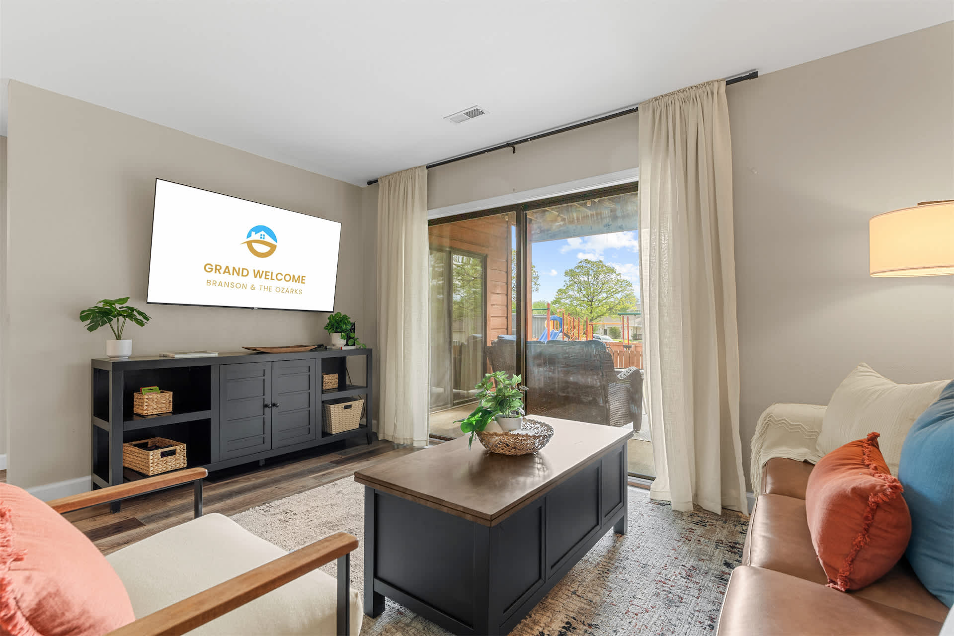 Curl up in the cozy living room & stream your favorites on the smart TV​