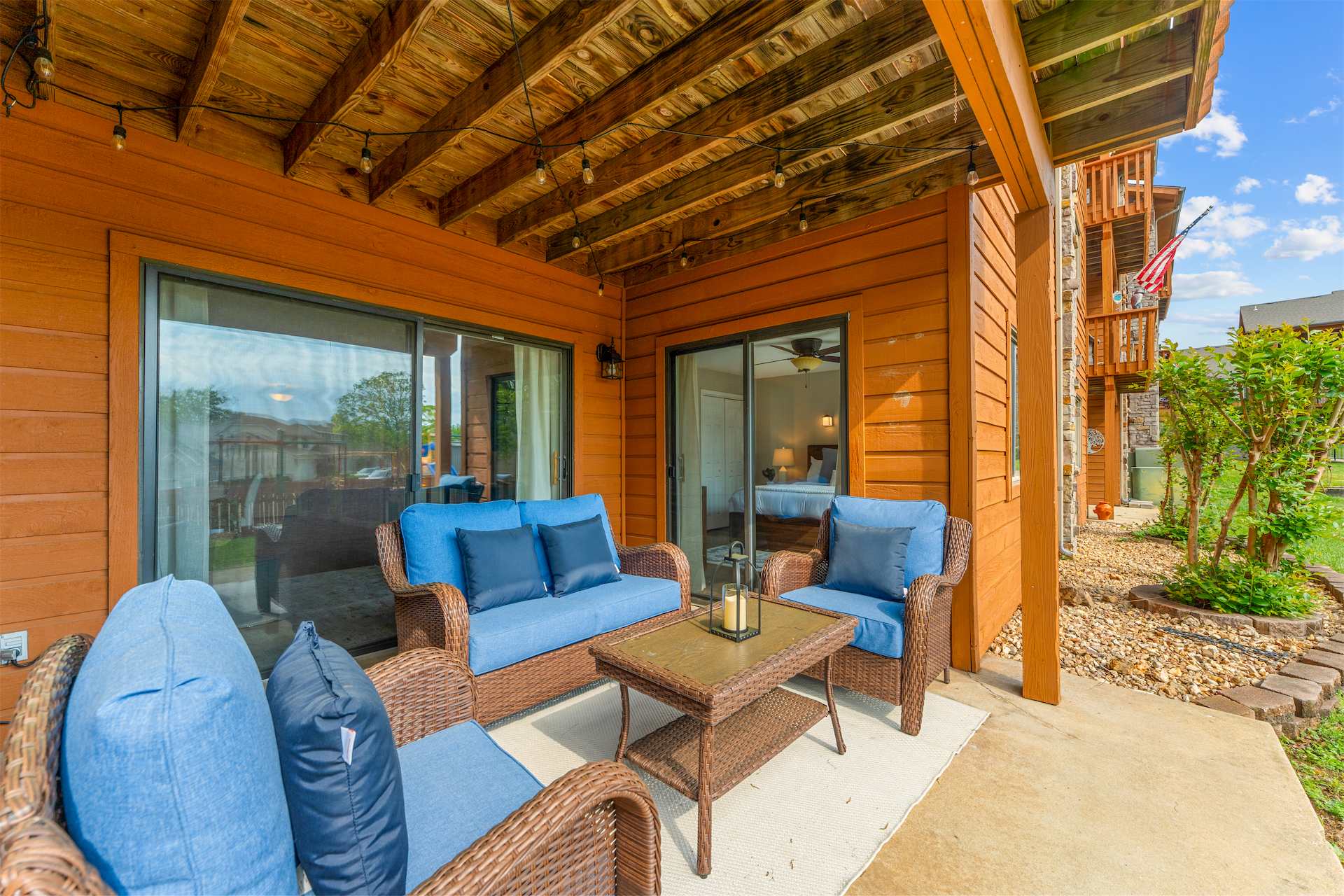 Sip morning coffee or an evening cocktail on the breezy patio​