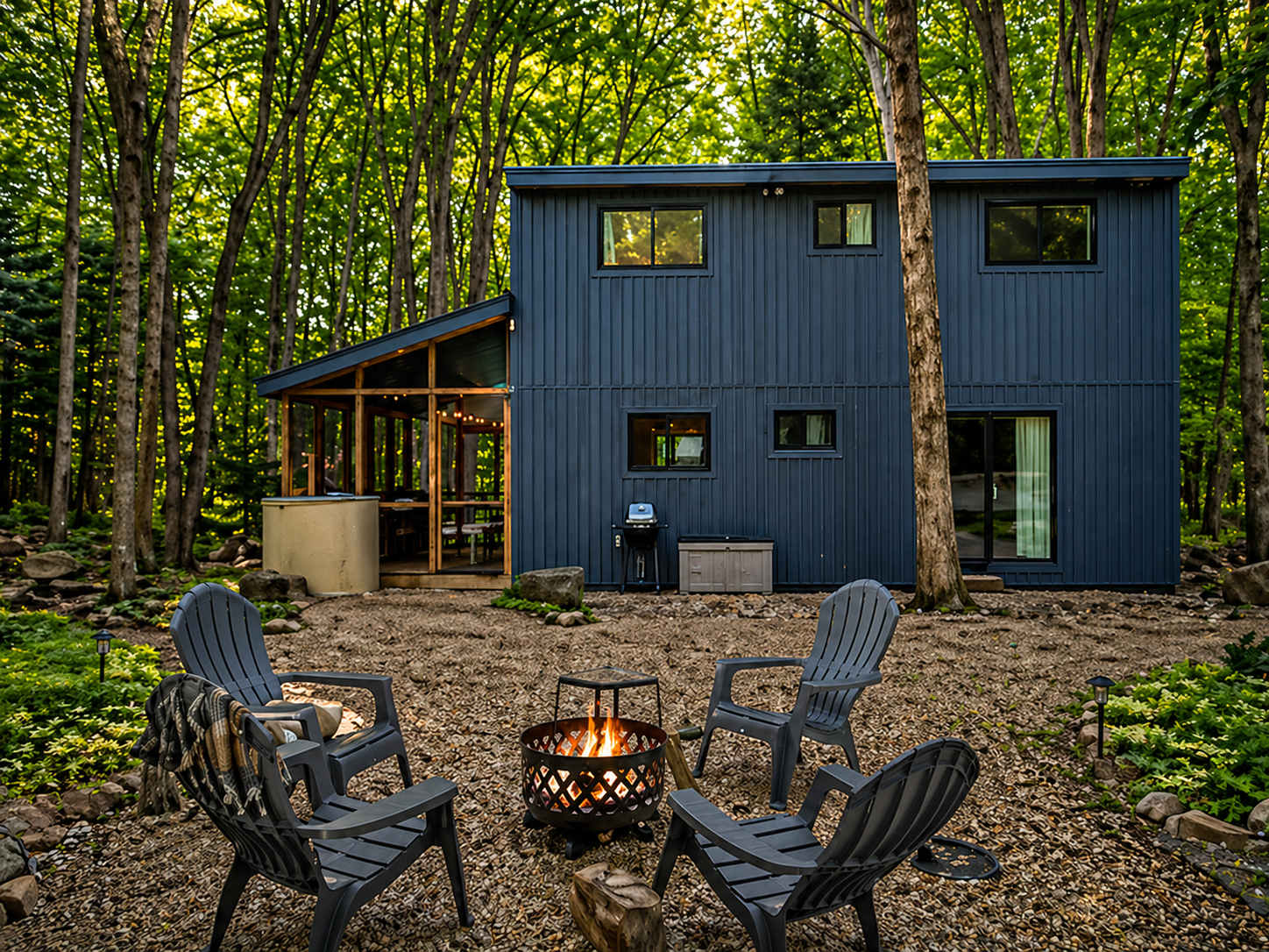 Woodland Modern Retreat | Pocono Pines | Fire Pit