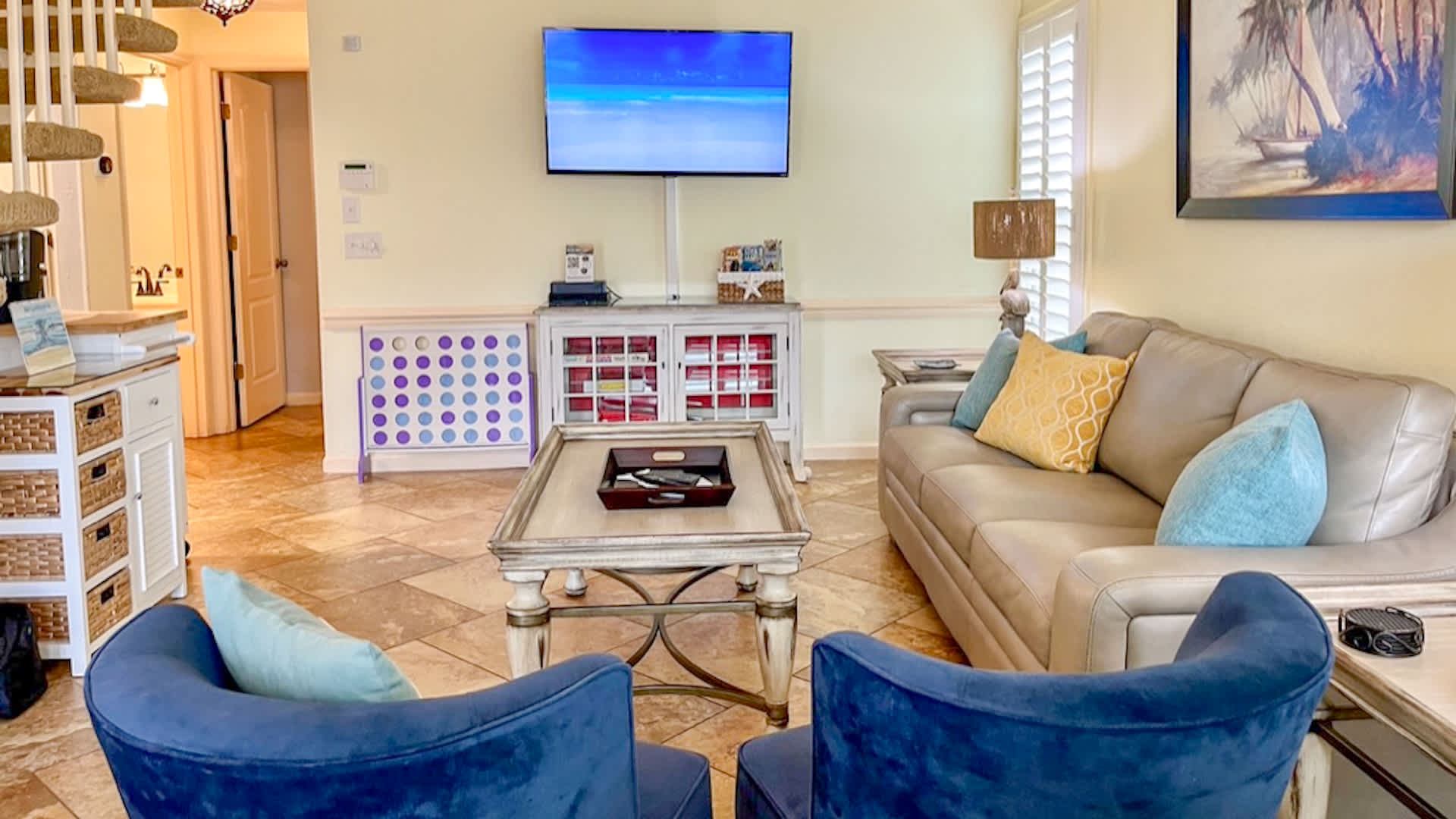 Stream your favorites on the Smart TV, then unwind on the queen sofa sleeper after a day of adventure