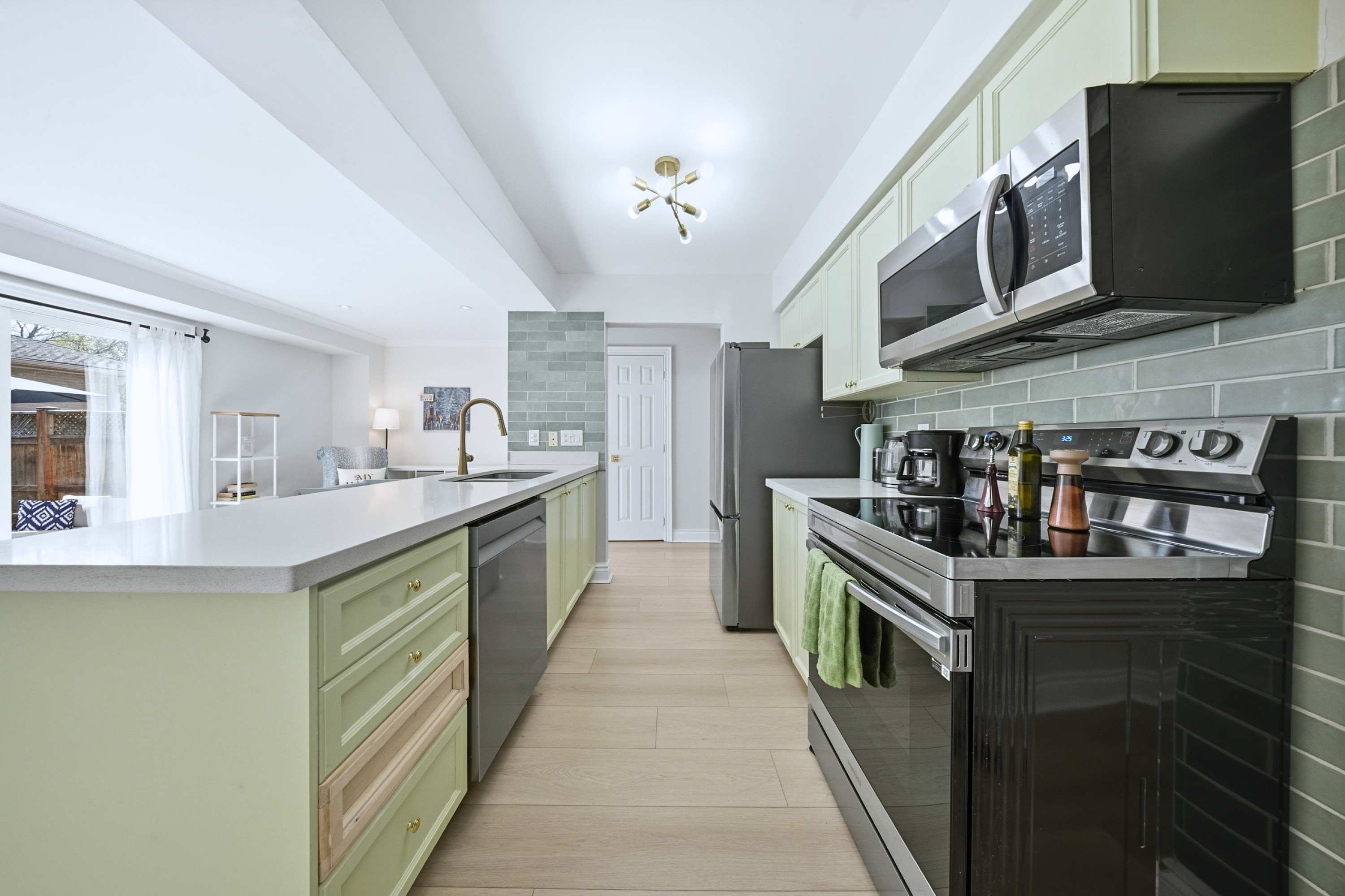 Stylish kitchen with center island and ample prep space