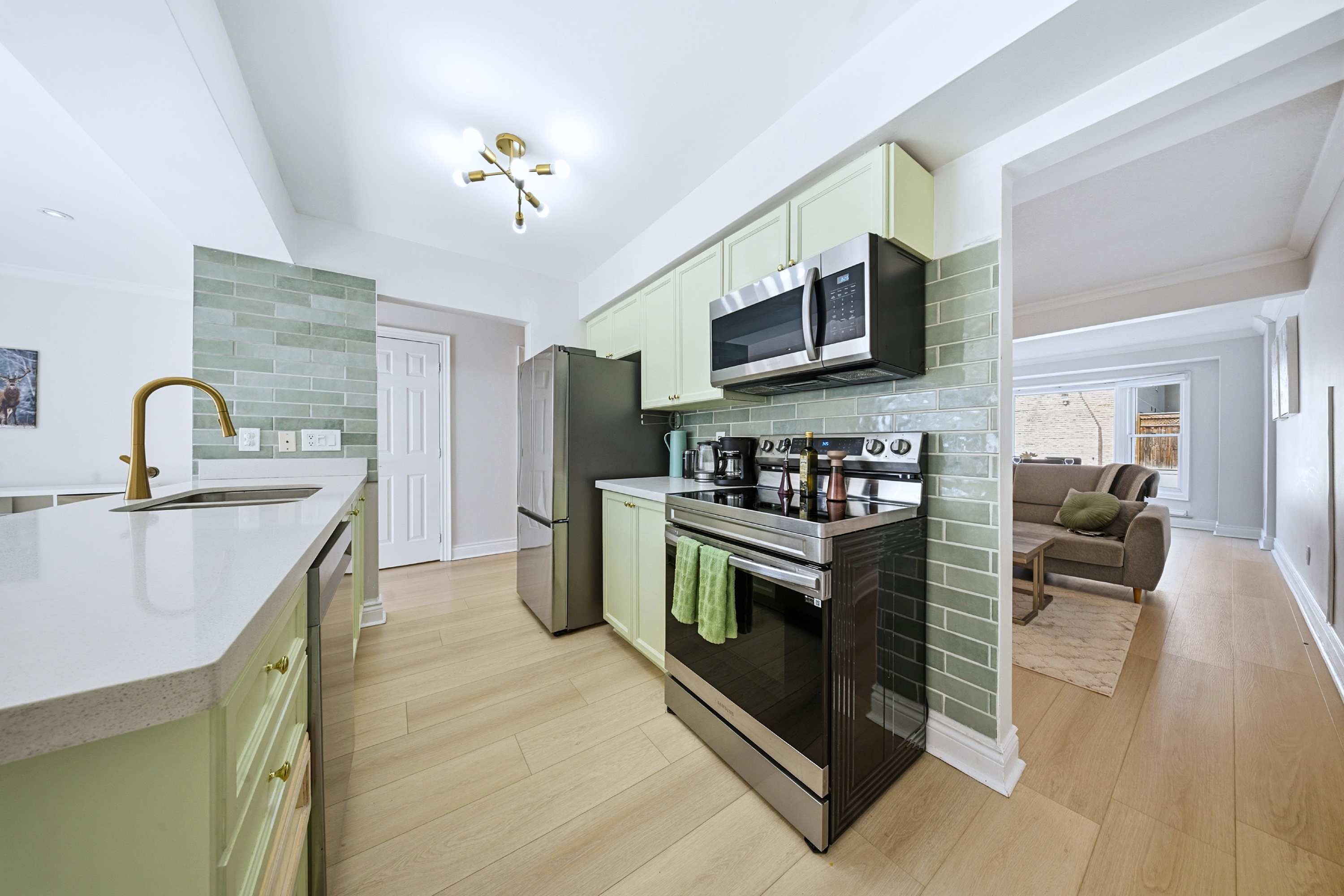 Modern kitchen with center island, ideal for prep and casual dining