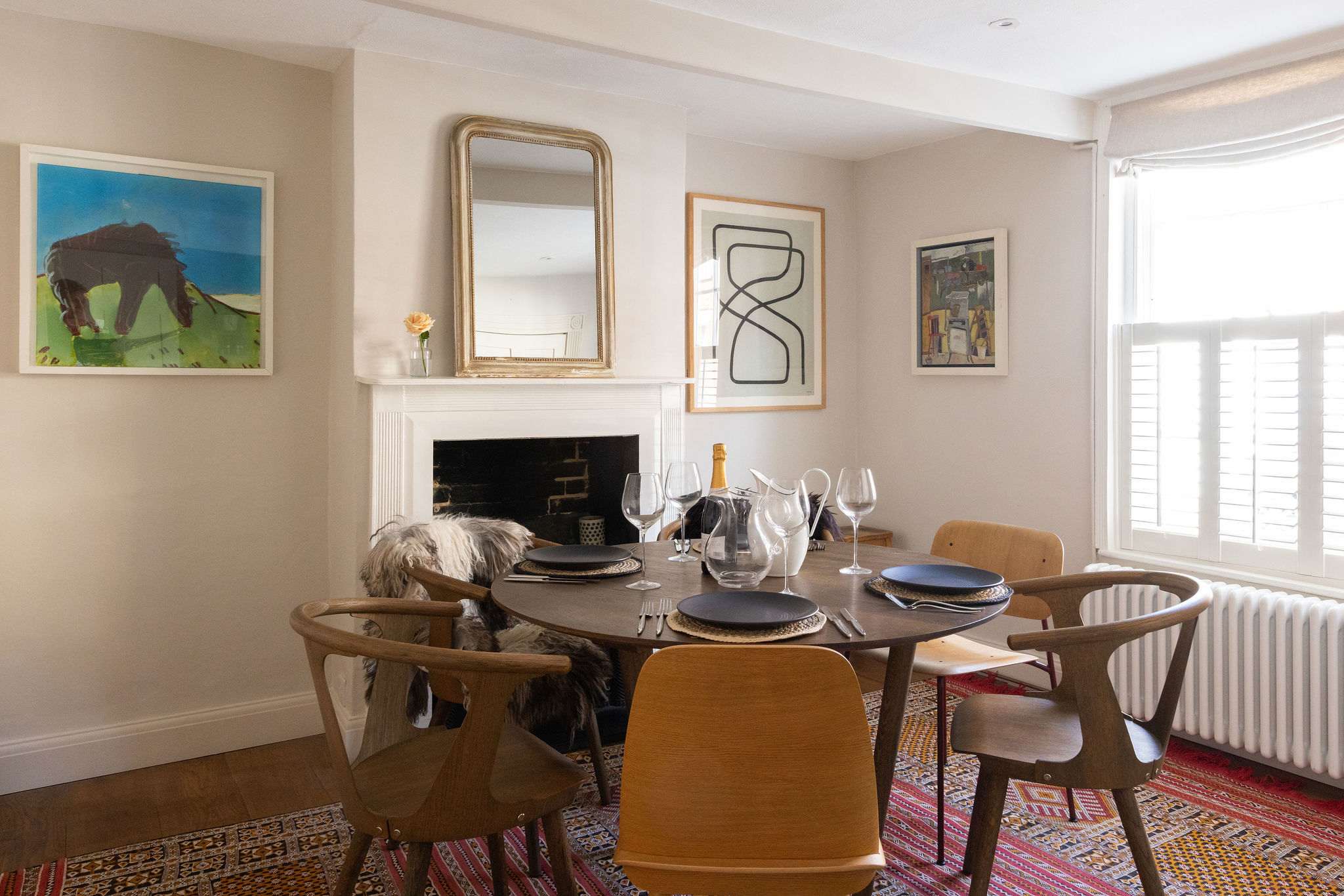 Bright dining room with elegant period features