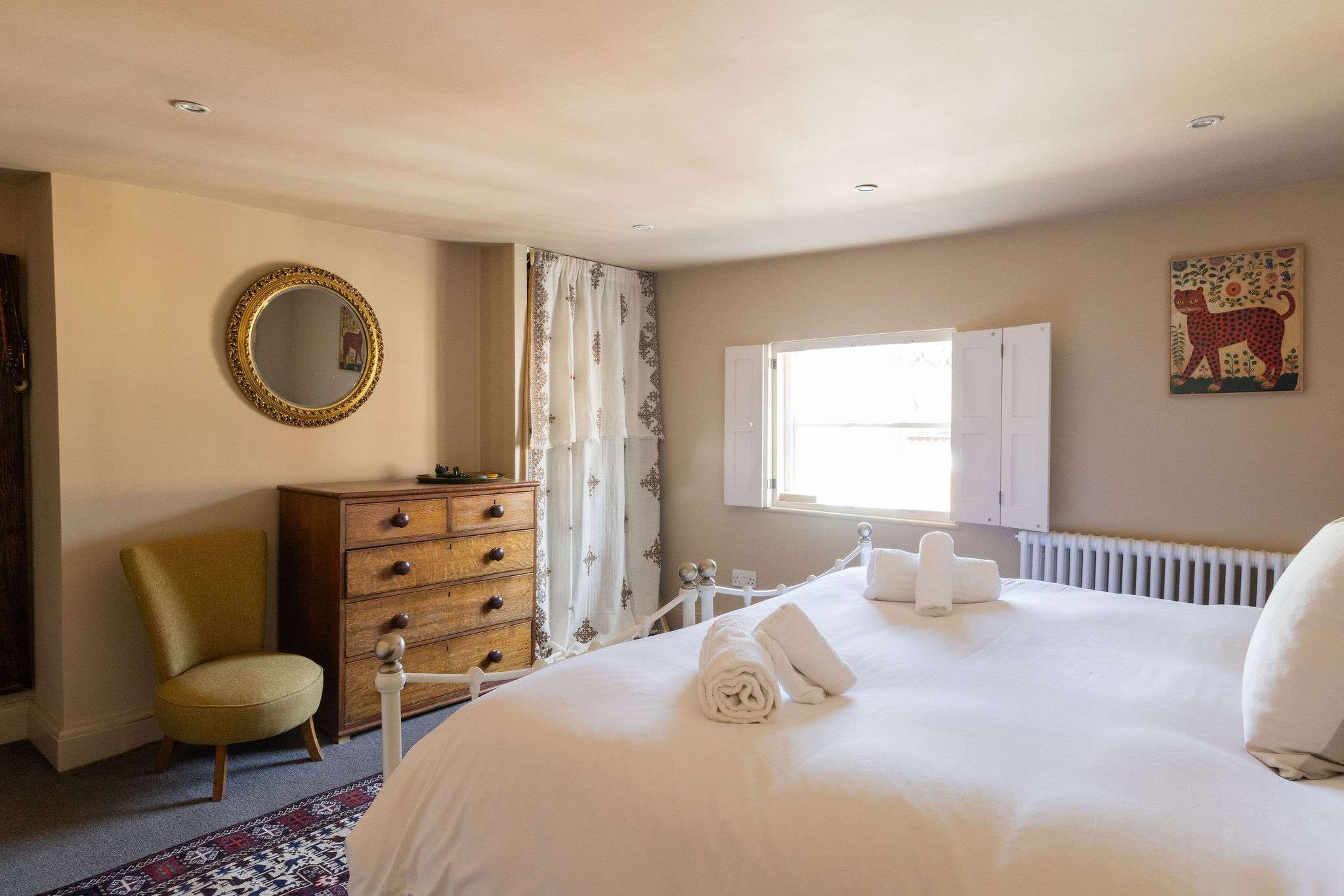 Calm and spacious second floor master super king bedroom with period charm