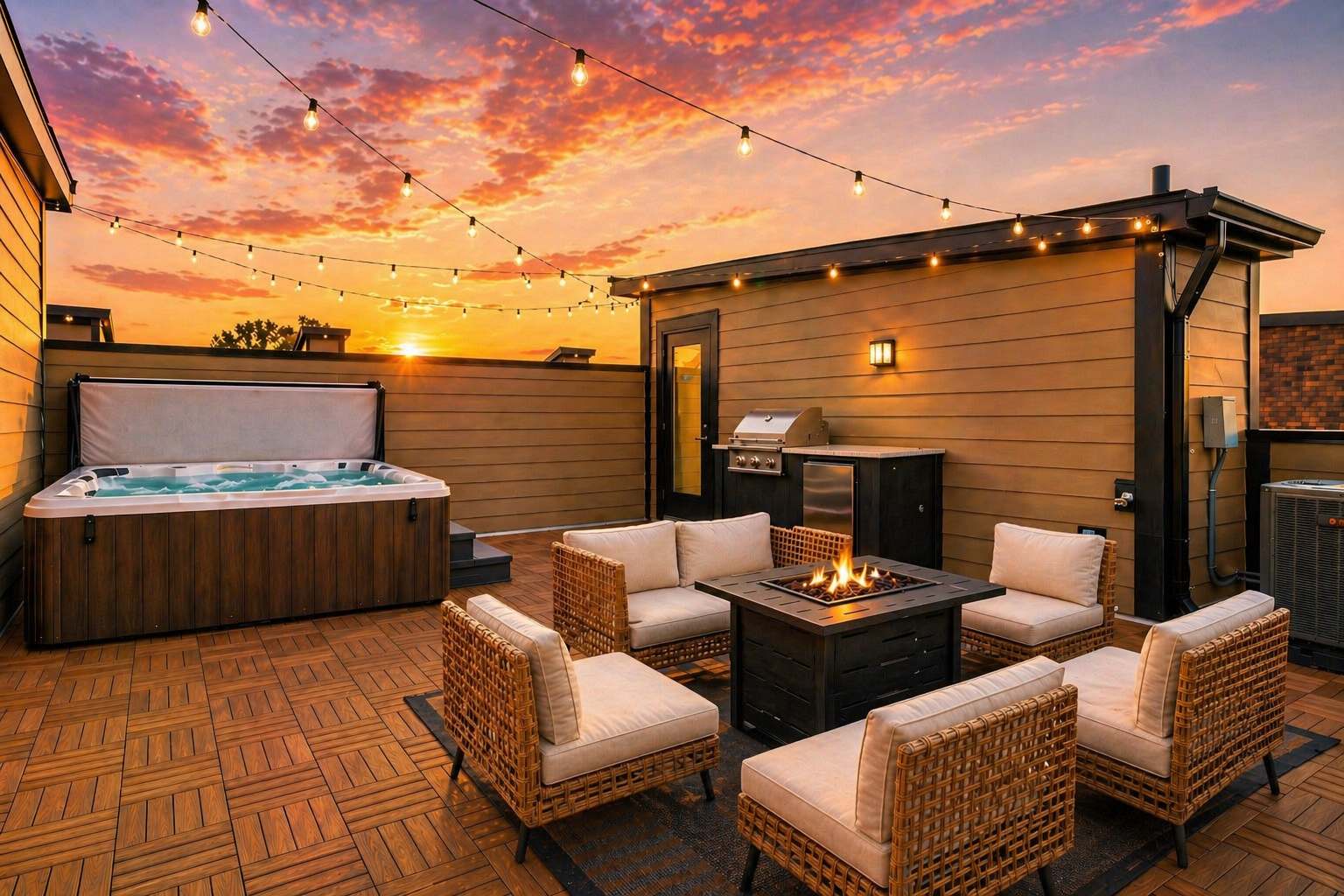 Exclusive townhome ft. rooftop lounge with hot tub