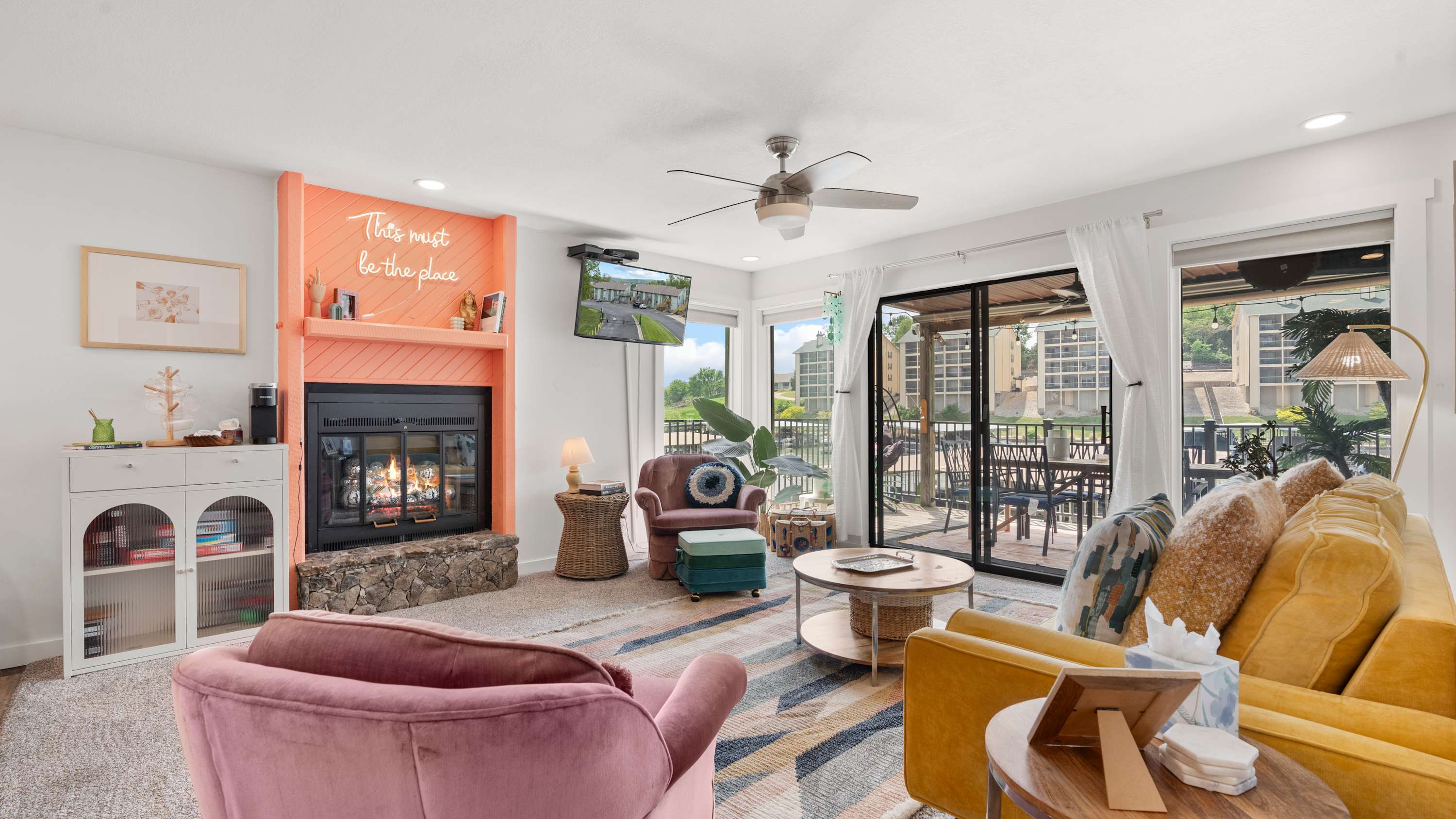 Curl up in the inviting living room & stream your favorites on the smart TV​