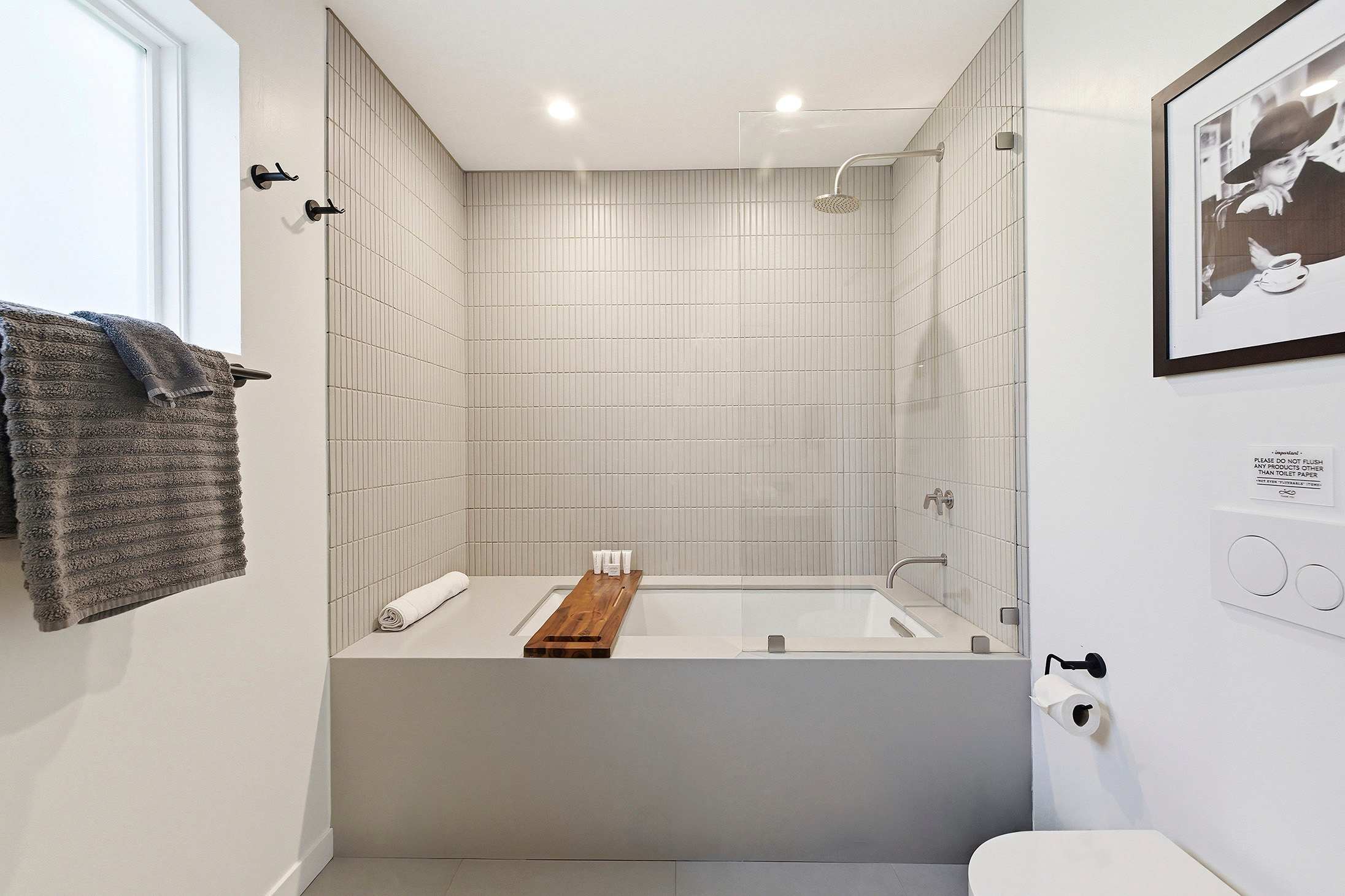 Tile perfection + bath tray essentials = your new happy place.