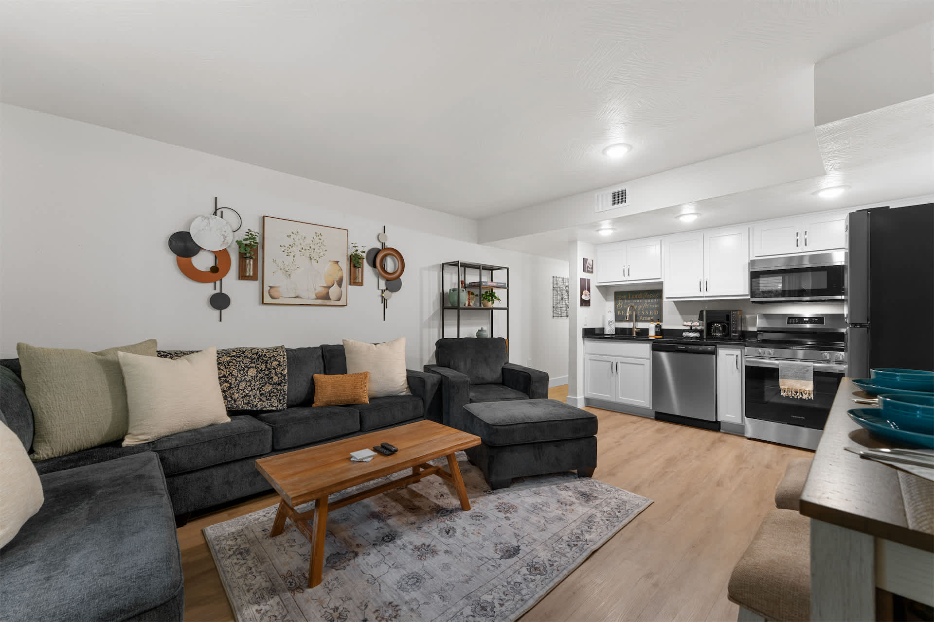 Unwind in the inviting living room & stream your favorites on the smart TV​