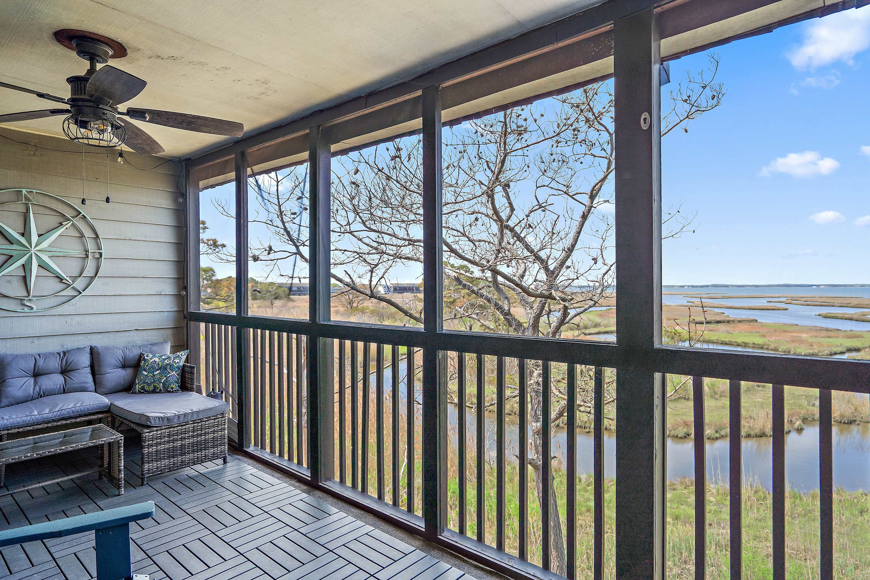 Screened-in balcony for year-round comfort
