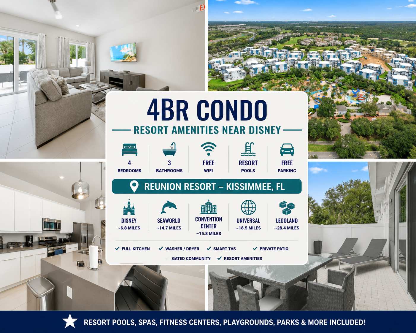 4BR Condo l Resort Amenities Near Disney