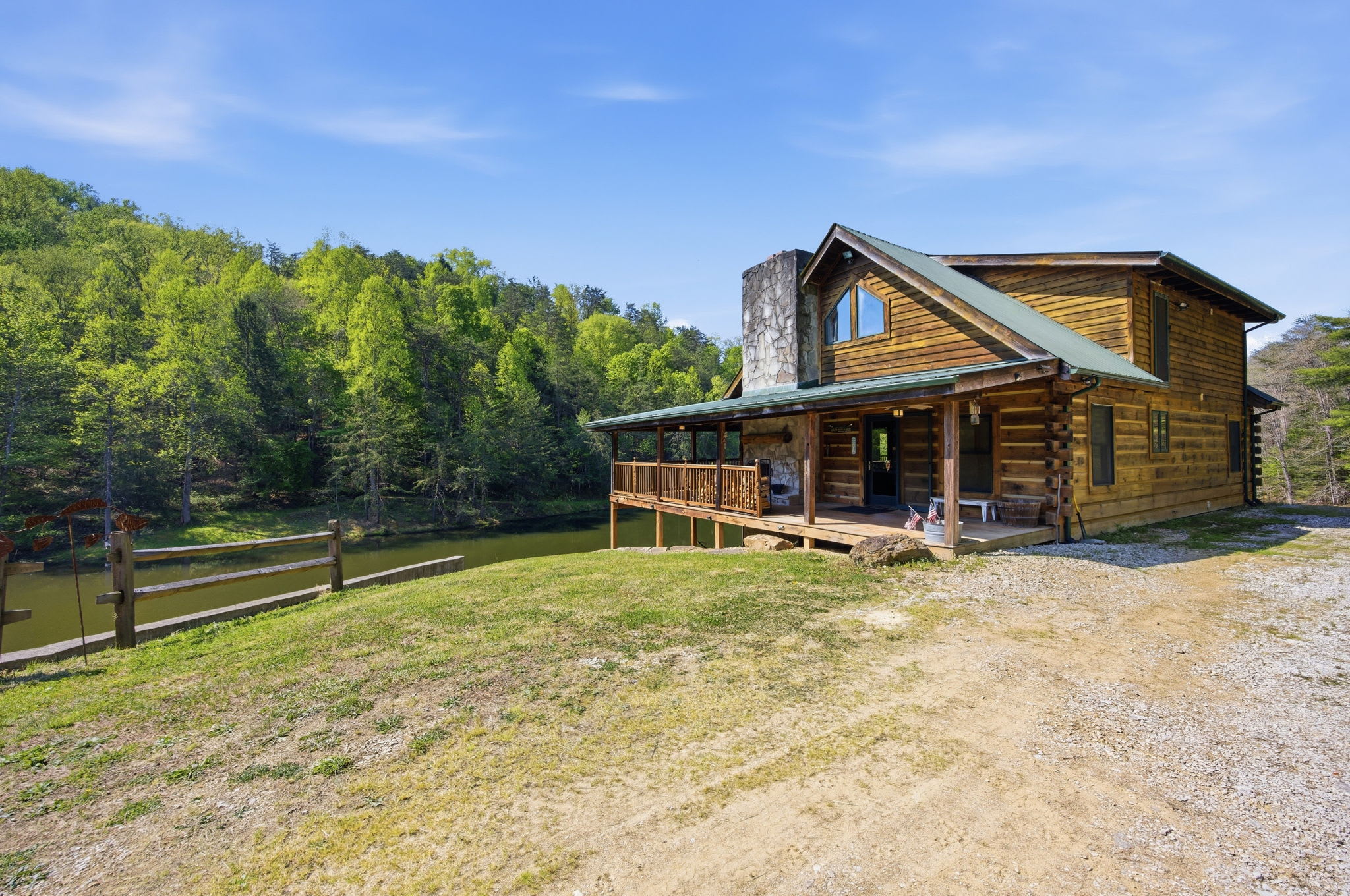 Outside view with the stocked pond
