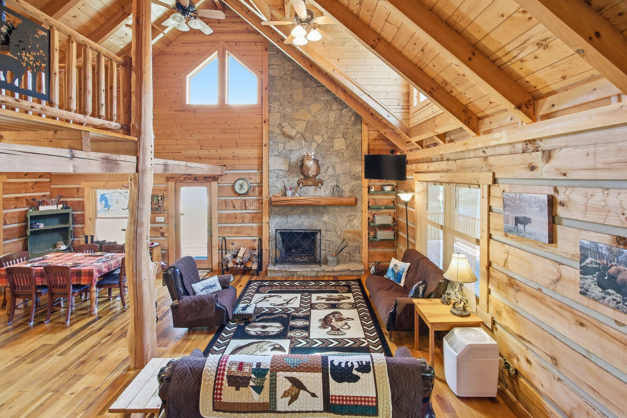 Front door with living room and kitchen view on the main floor
