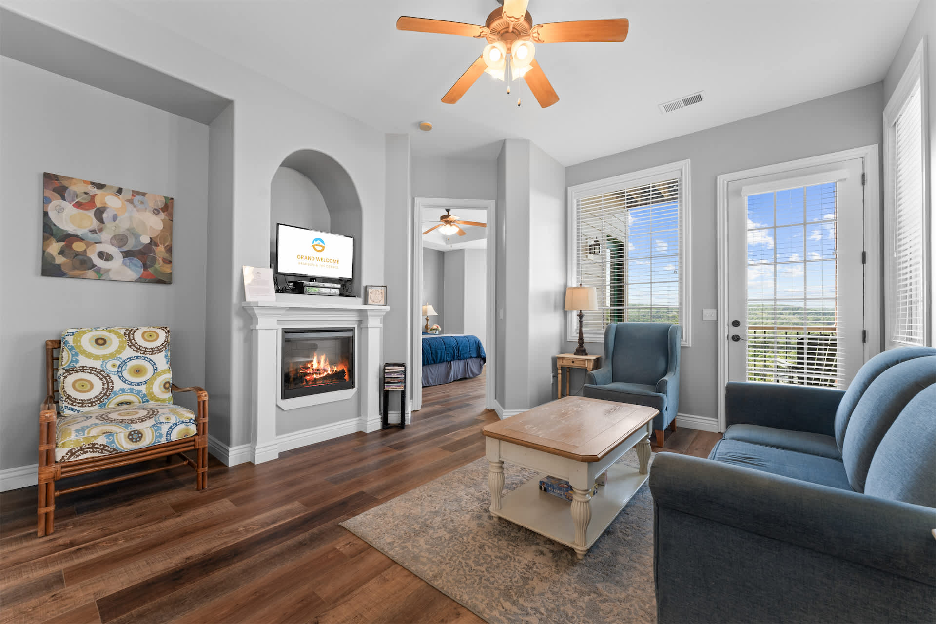 Unwind in the elegant living room & enjoy a movie night at home​