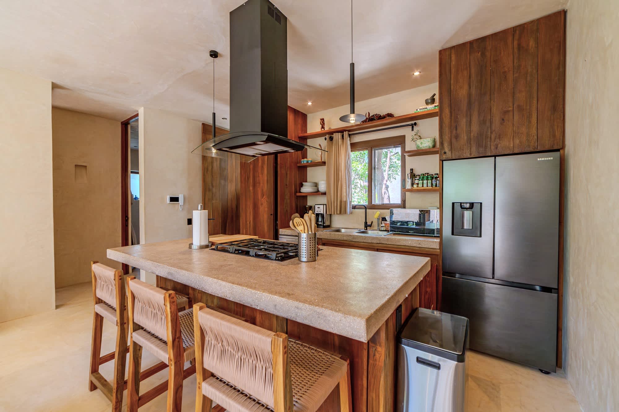 Fully equipped kitchen with everything you need to prepare meals during your stay.