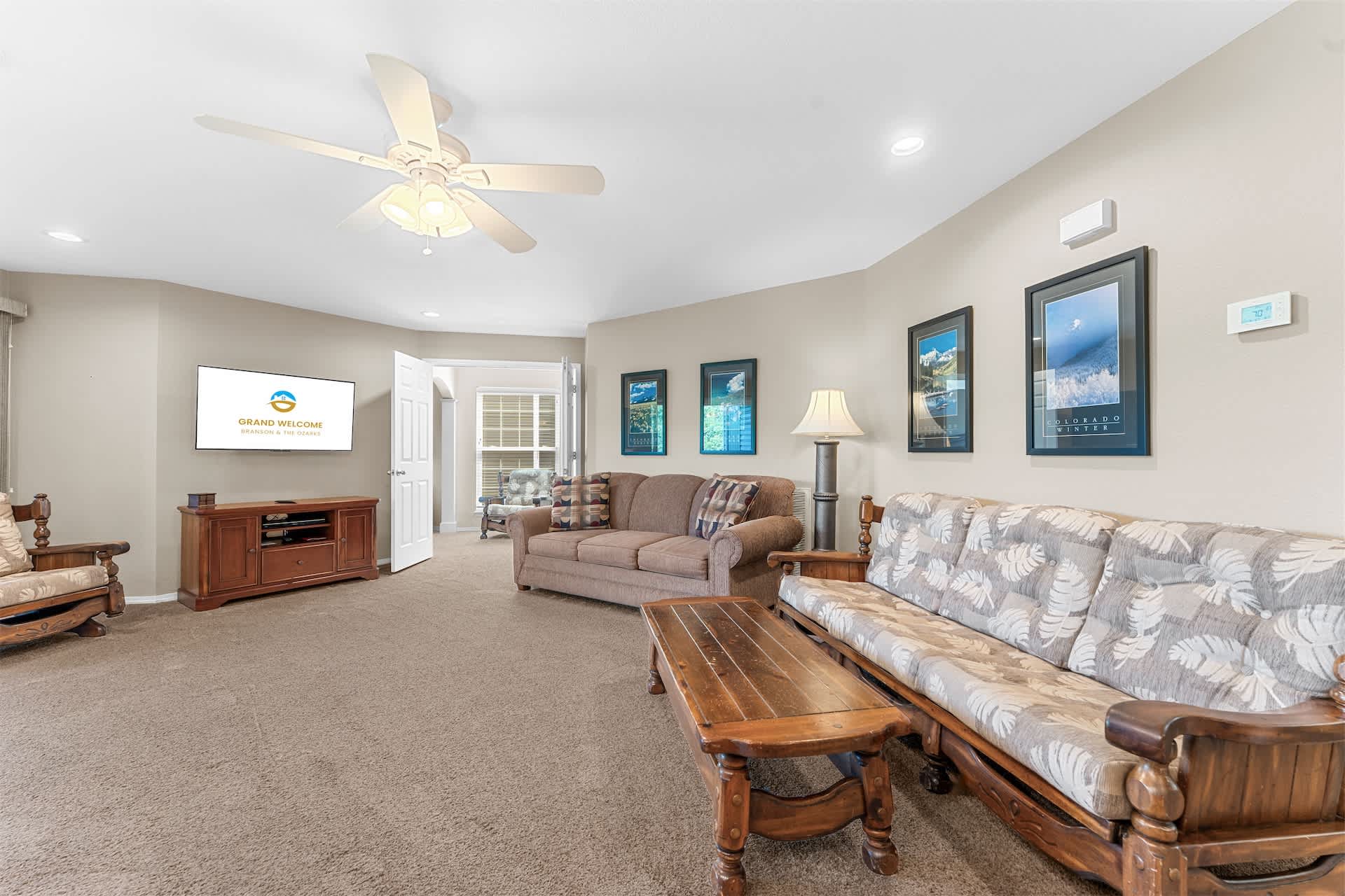 Unwind in the inviting living room & stream your favorites on the smart TV​