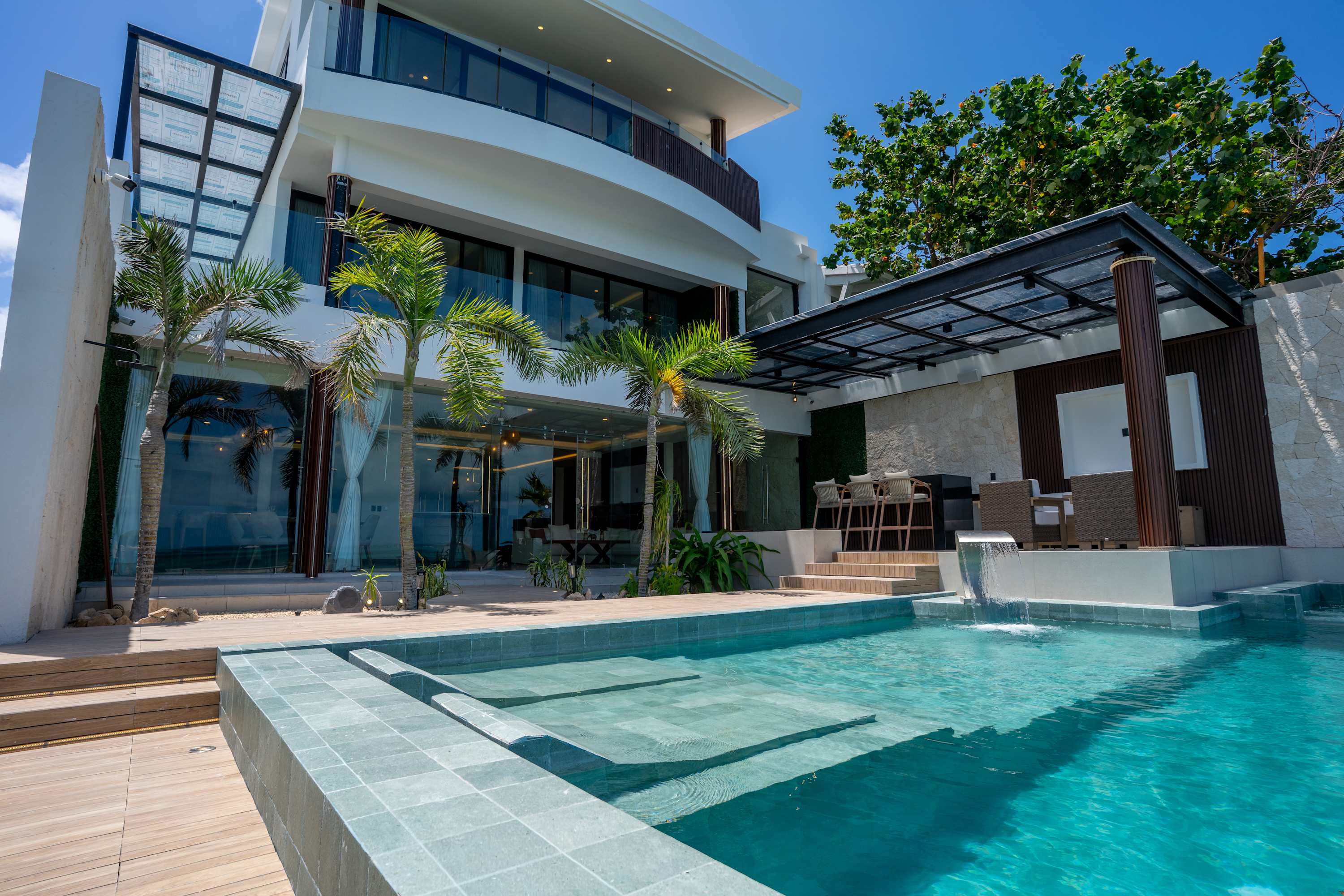 Villa pool sunset