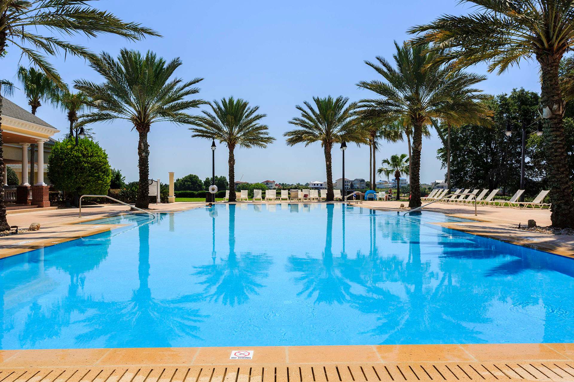 Seven Eagles Pool with hot tubs, lounge seating, and a poolside tiki bar perfect for relaxing after the parks