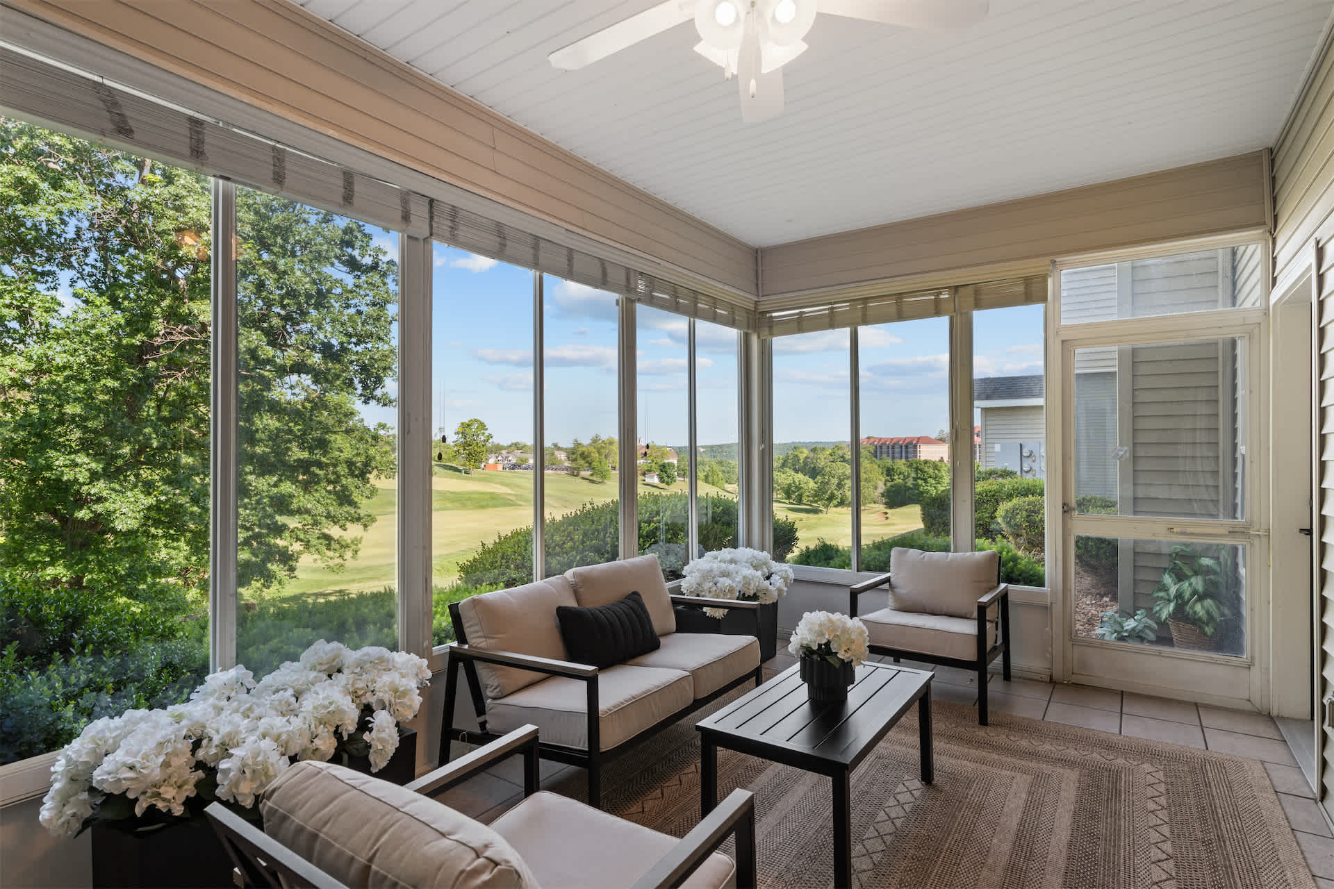 Sip morning coffee or an evening cocktail on the enclosed patio​