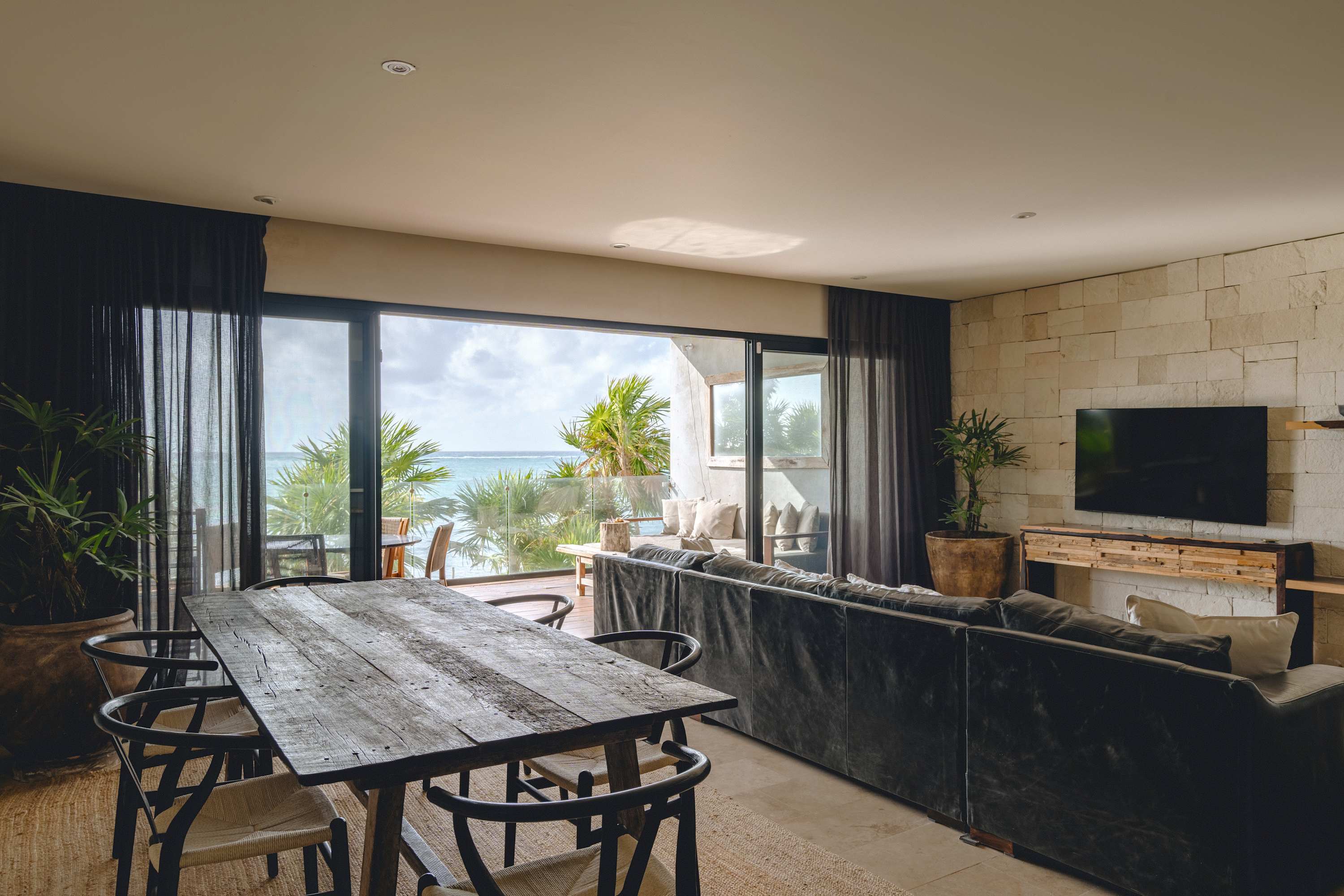Open-concept living and dining area